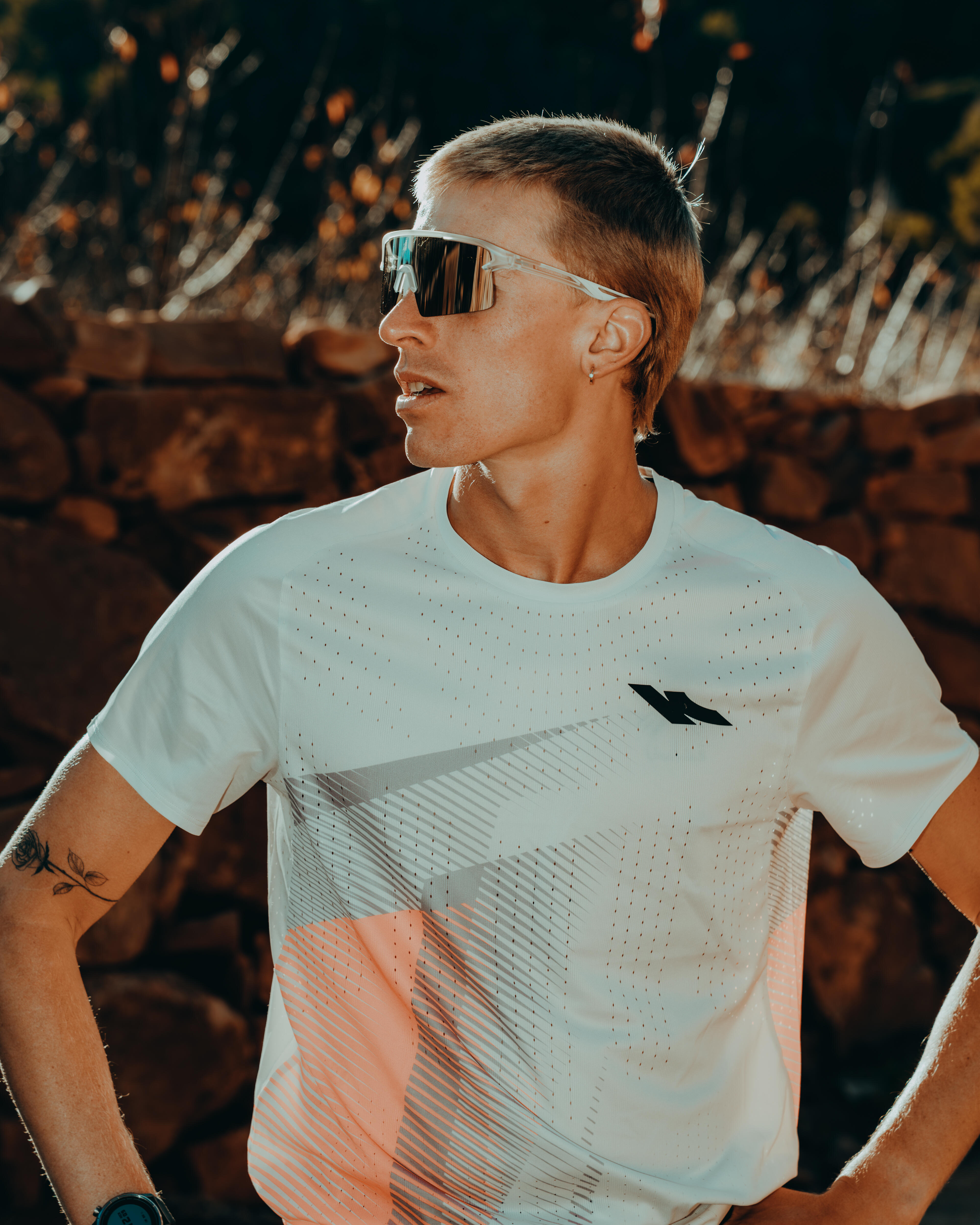 Laufshirt kurzarm Herren - Proteam beige/rosa