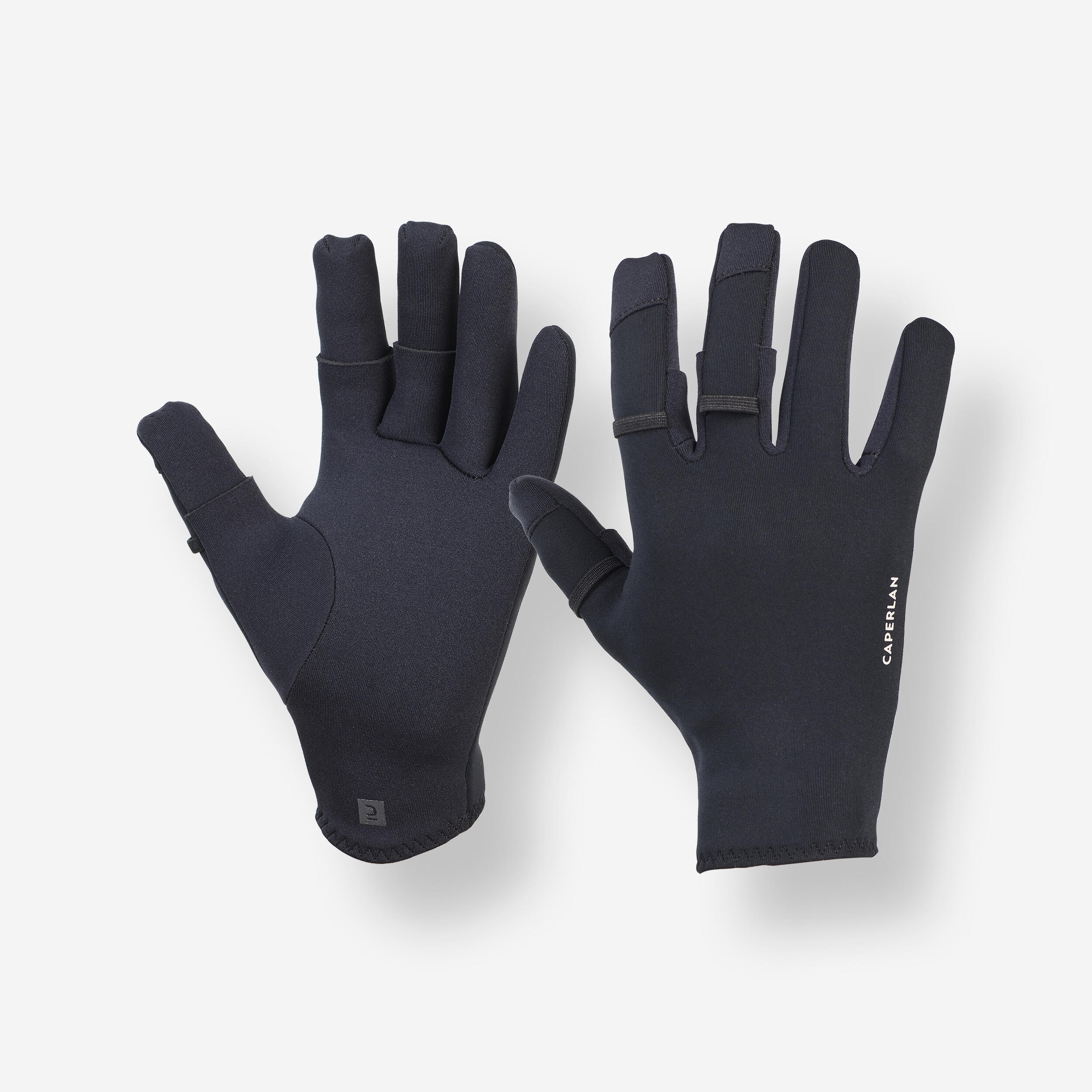 Angelhandschuhe 500 Neopren 1 mm warm schwarz mit 3 zu öffnenden Fingern