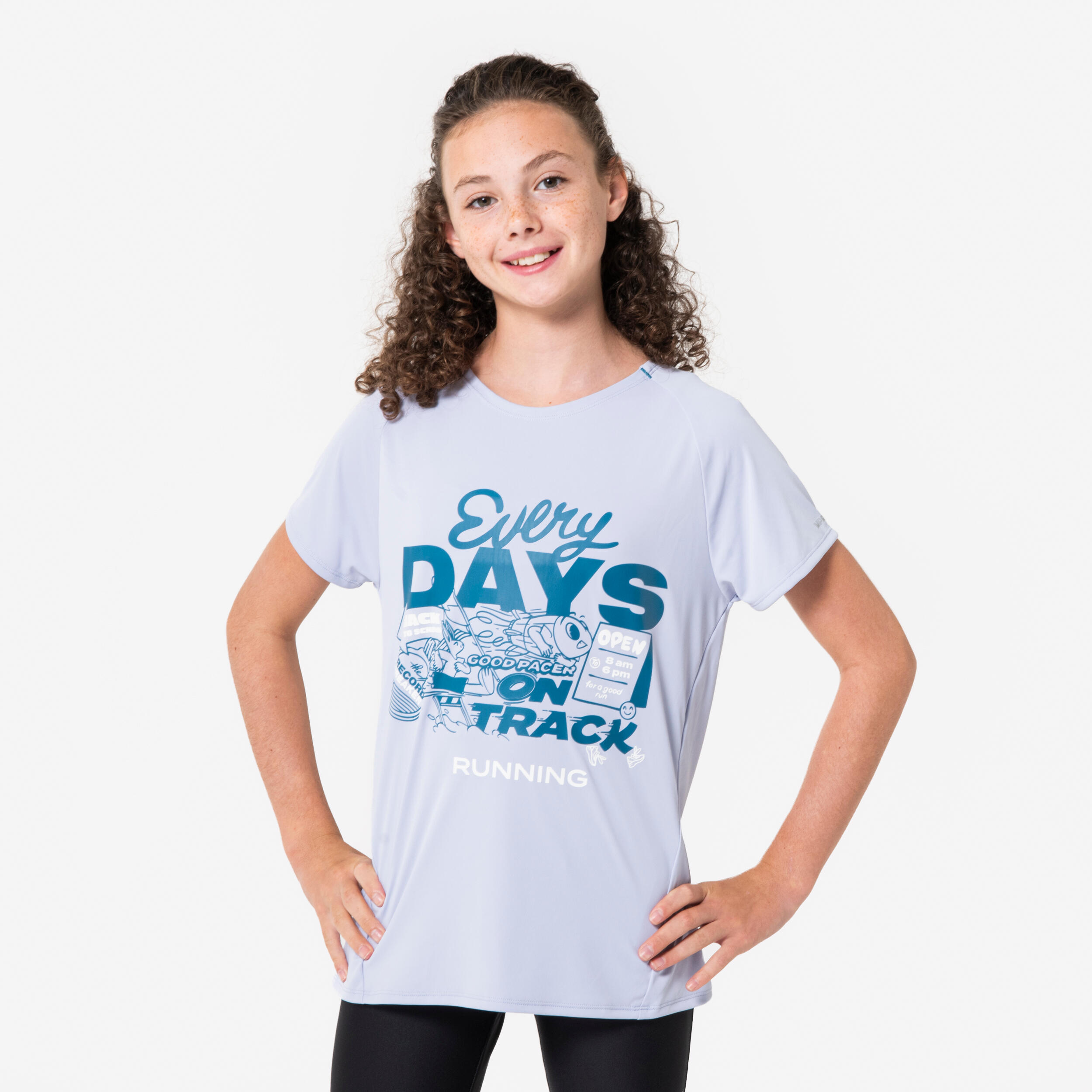 Laufshirt kurzarm Kinder atmungsaktiv - Dry+ 500 lila