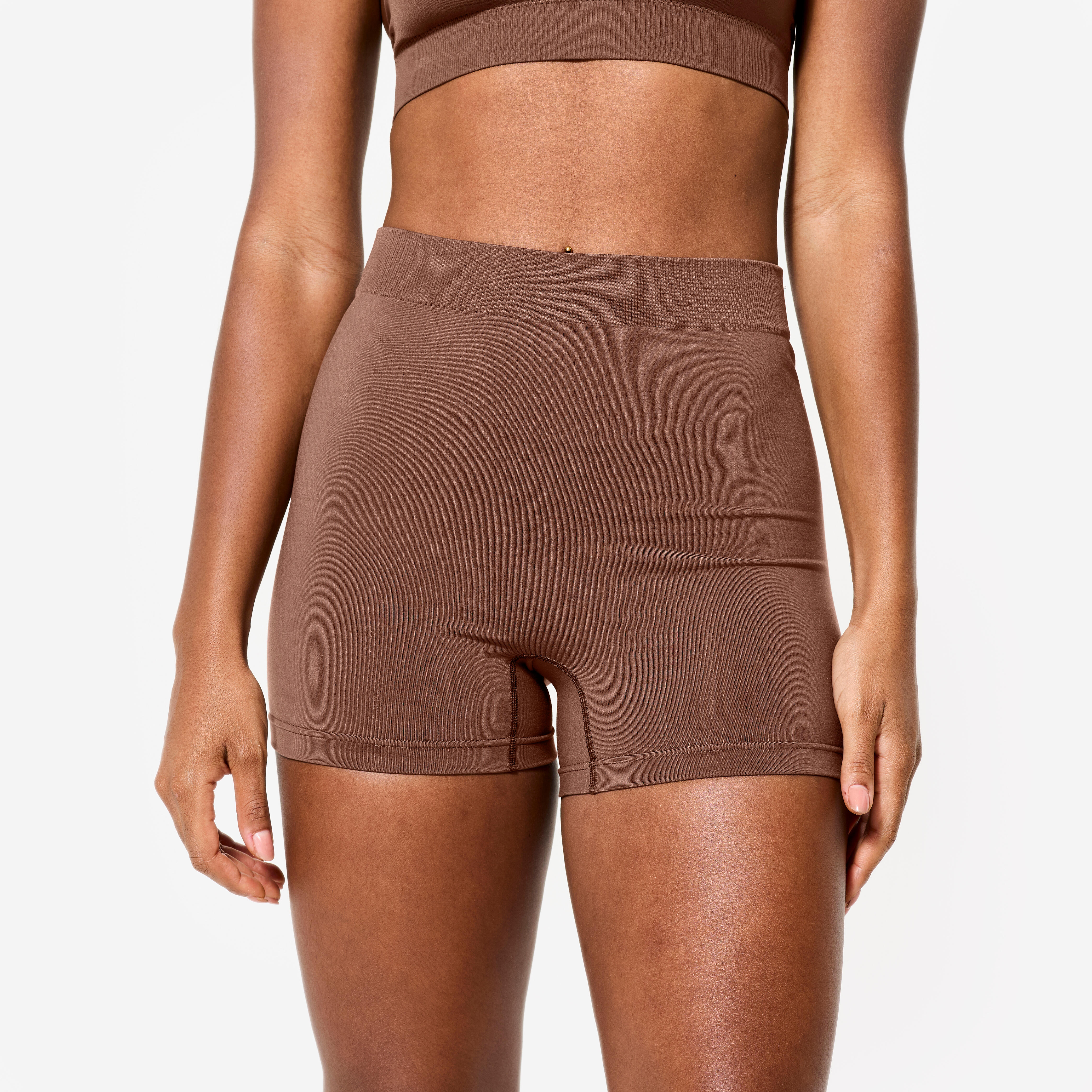 Tanzshorts Damen hoher Taillenbund - dunkelbraun