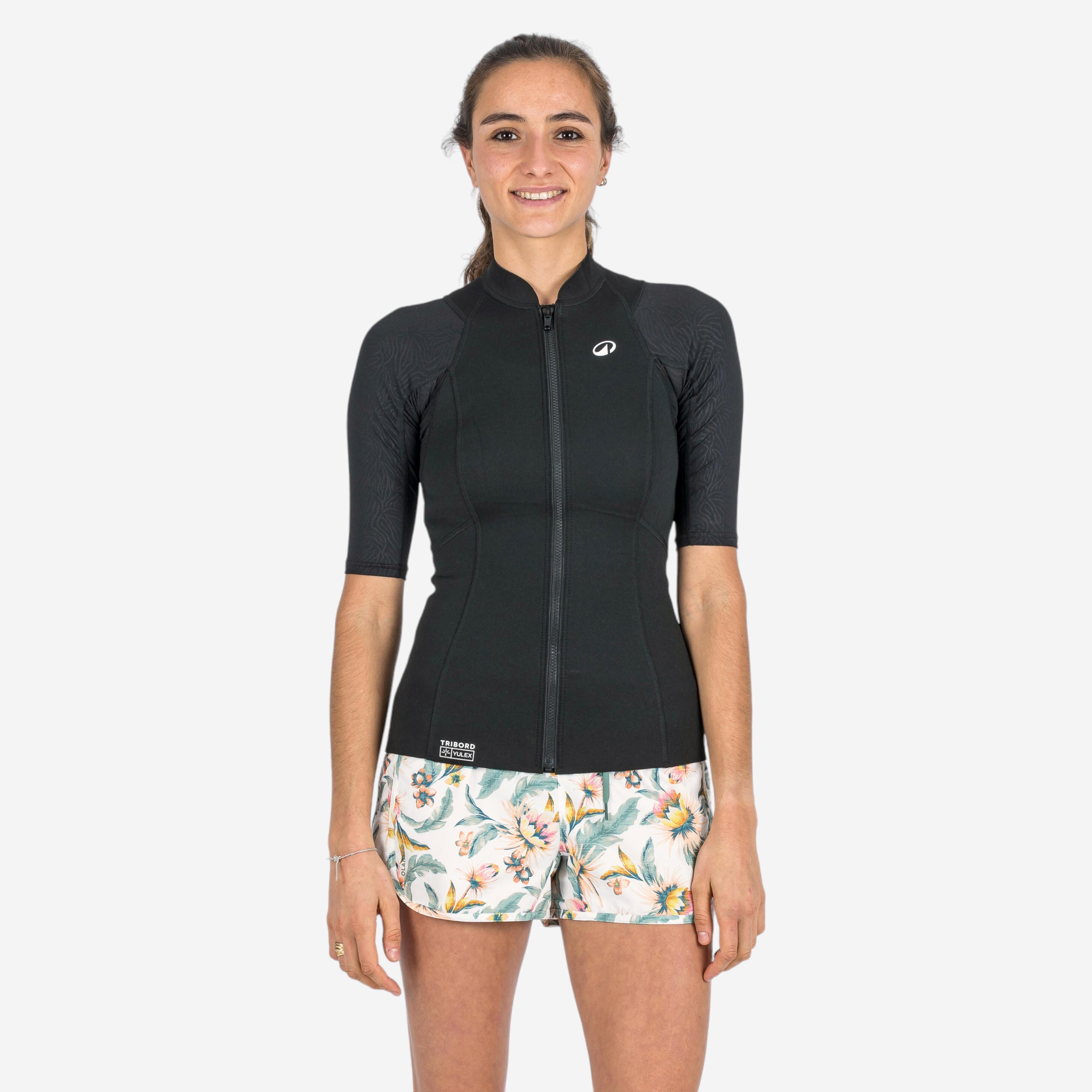Neoprentop UV-Schutz kurzarm Damen Yulex 100 1,5 mm schwarz