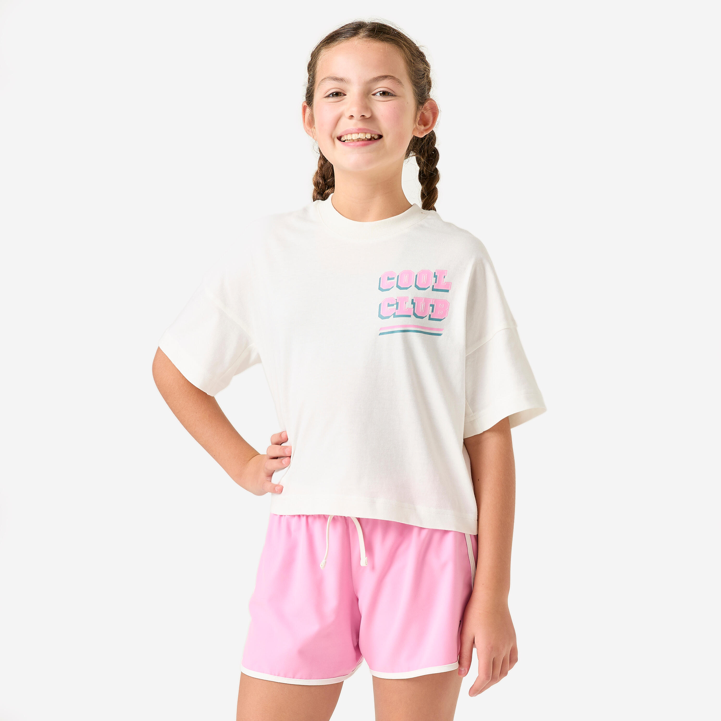T-Shirt Kinder Oversize - cremeweiß