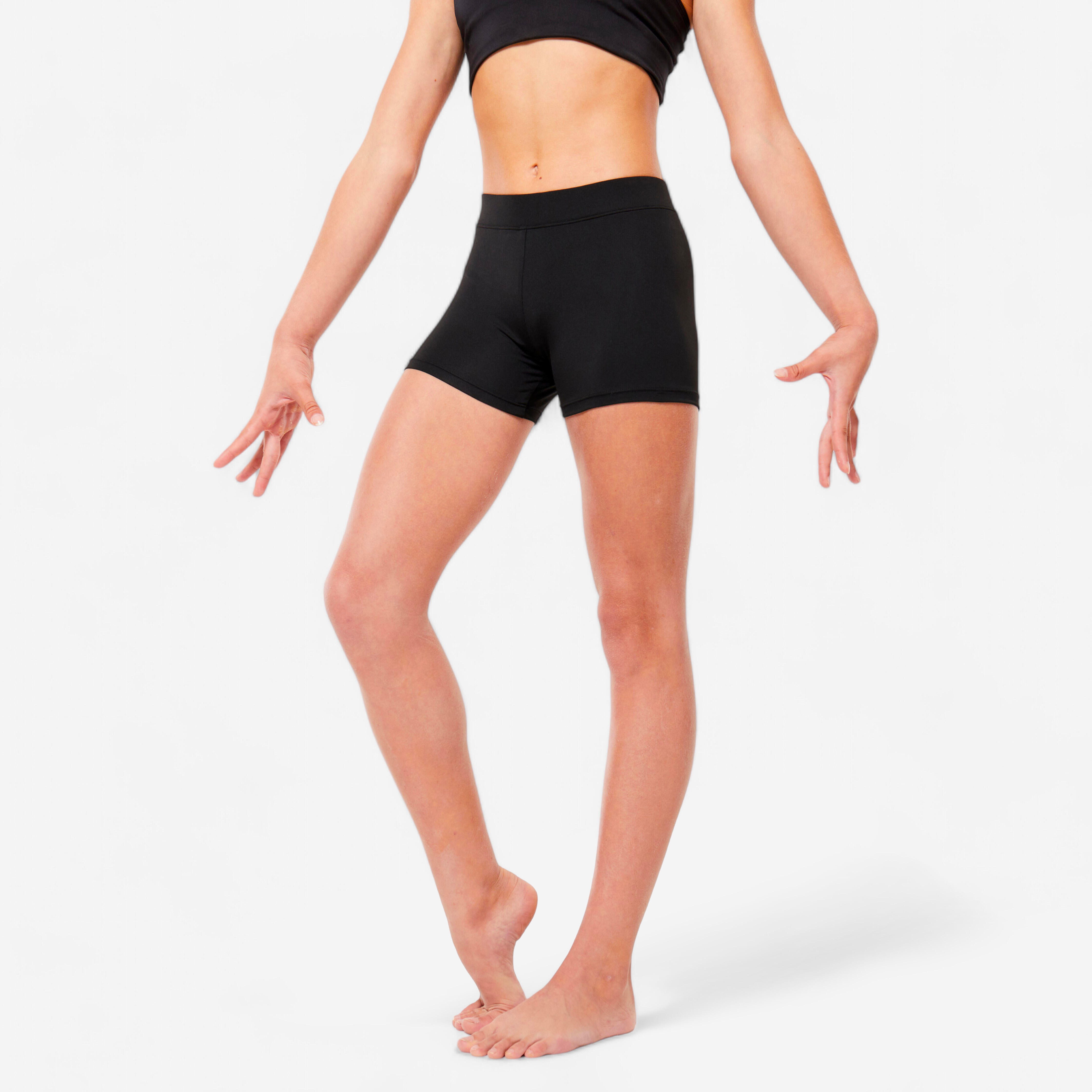 Kurze Gymnastikhose Mädchen basic - schwarz
