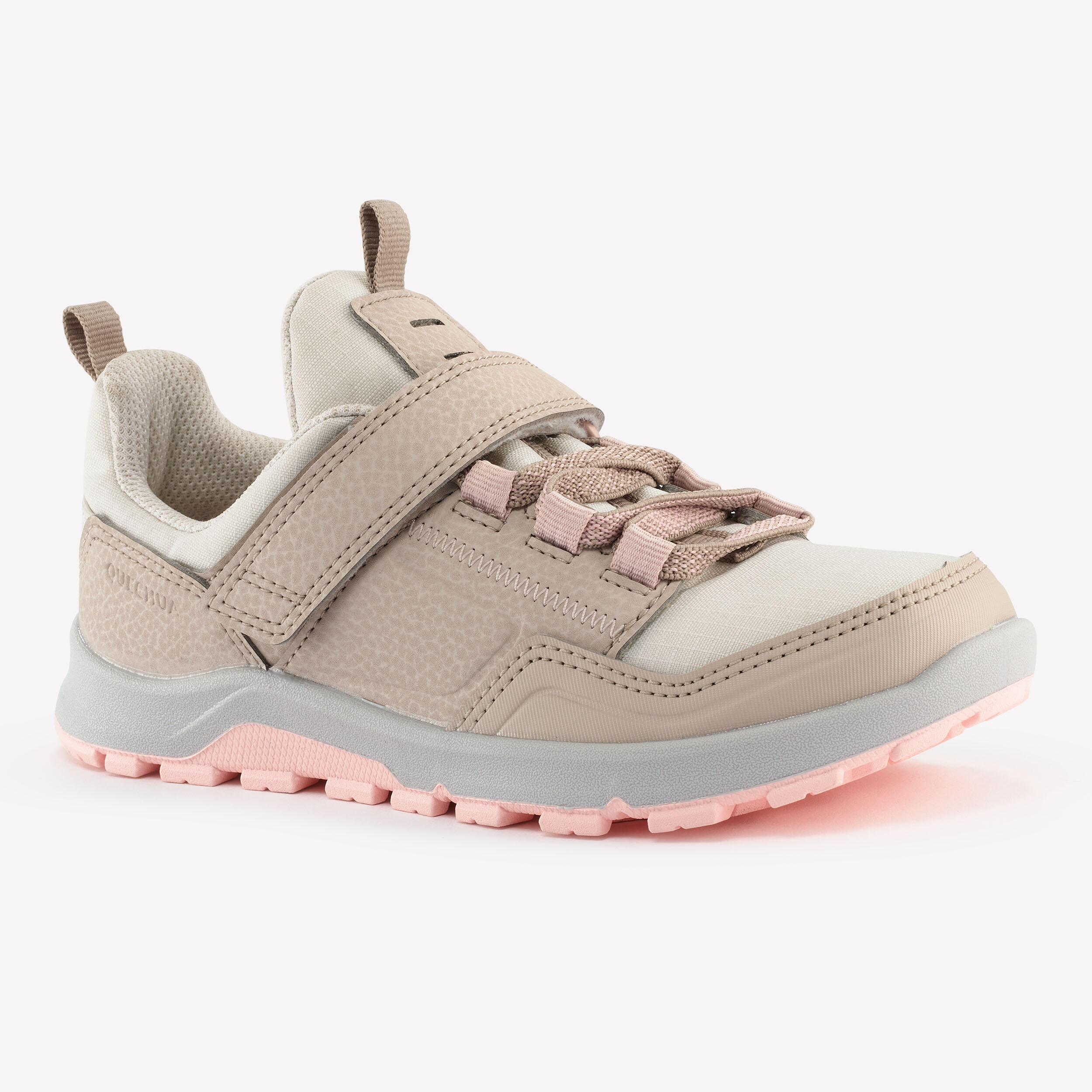 Wanderschuhe Kinder Gr.28–34 wasserdicht Klettverschluss Wandern - NH500 beige