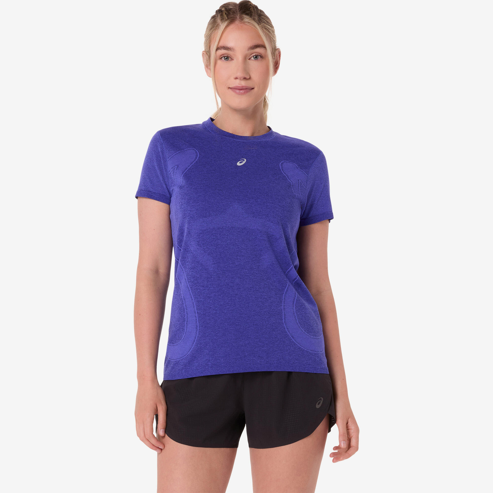 Laufshirt kurzarm Damen Seamless - Asics blau