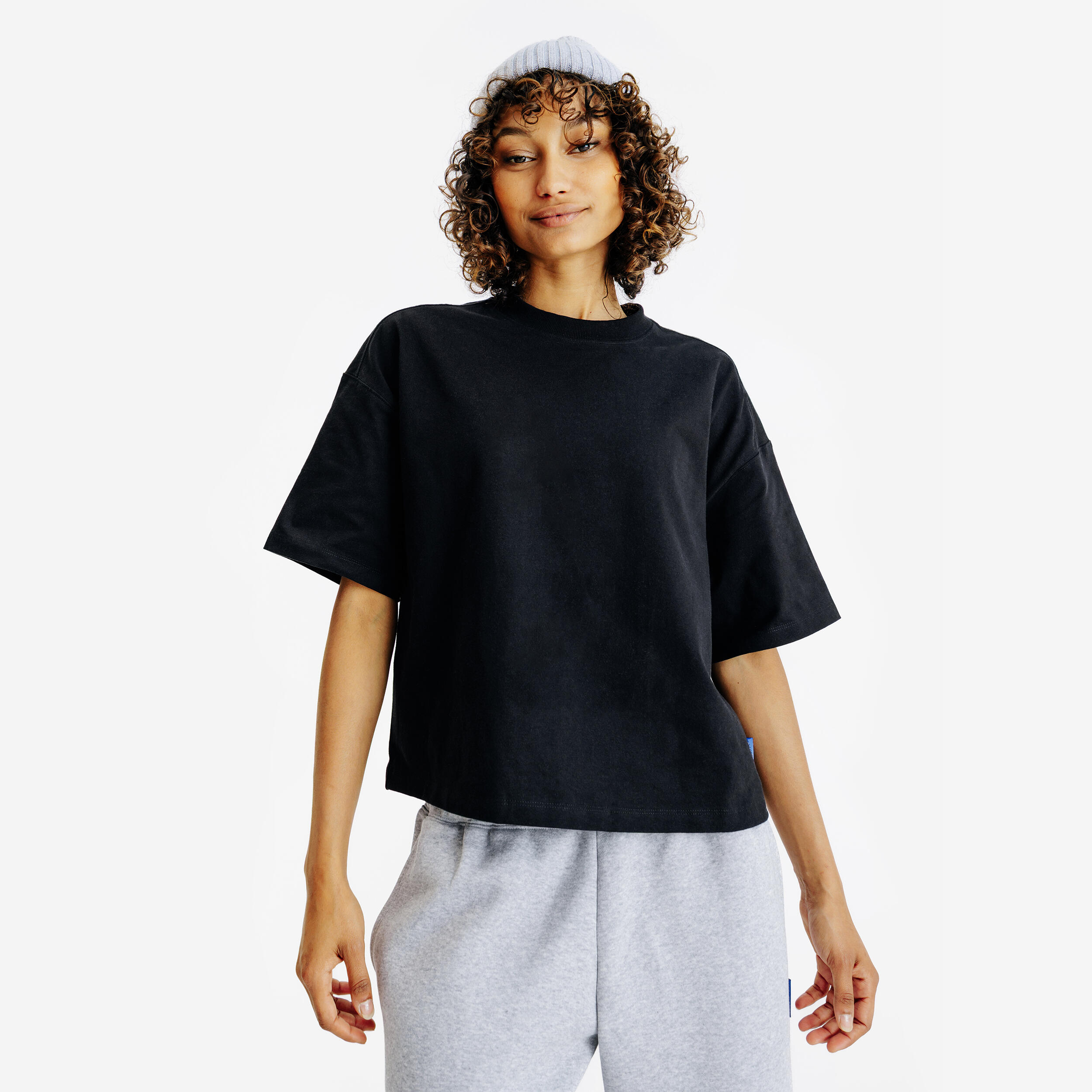 T-Shirt Crop Damen - schwarz
