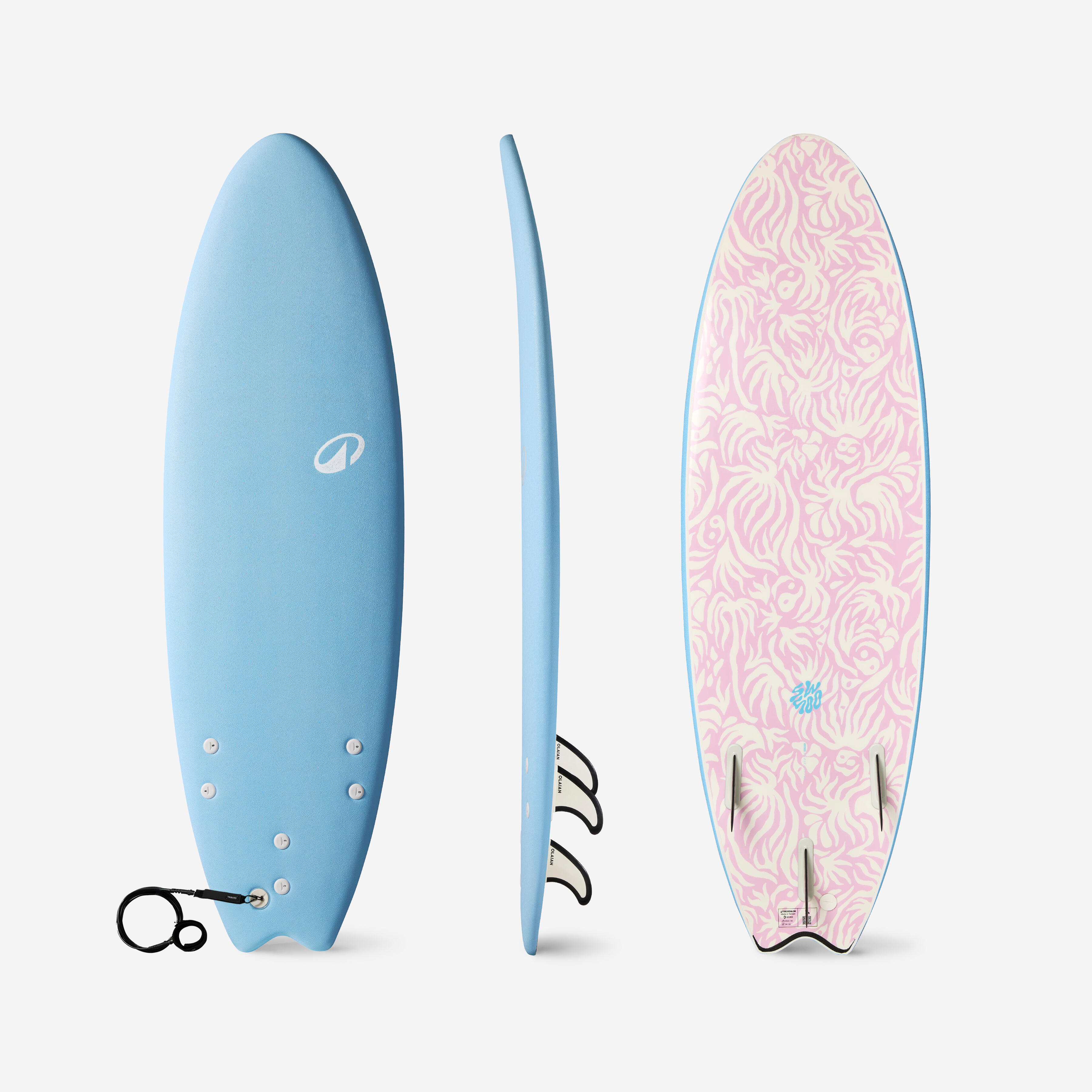 Surfboard Schaumstoff 6' Swallow Tail 49 l hellblau
