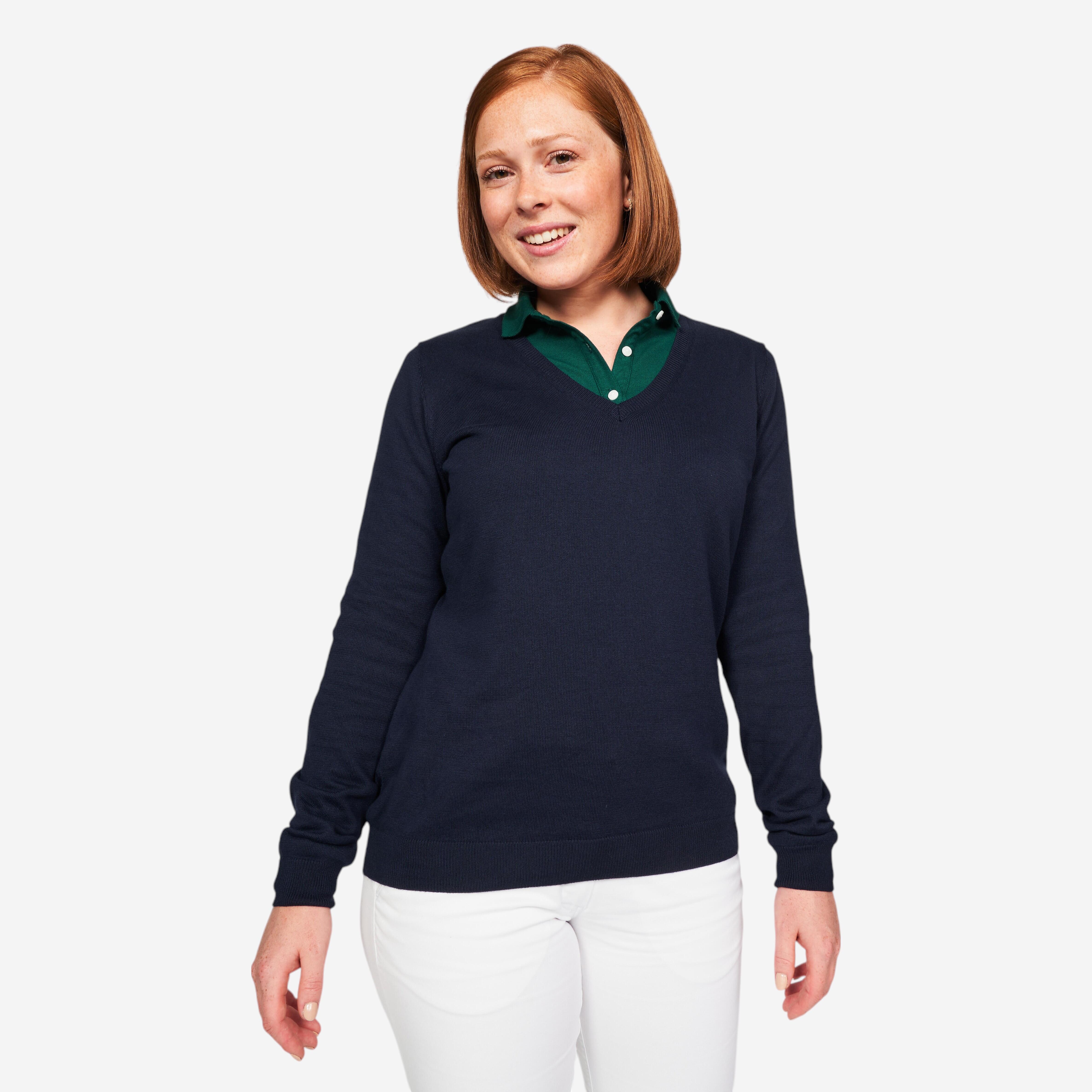 Damen V-Ausschnitt Golf Pullover - MW100 marineblau
