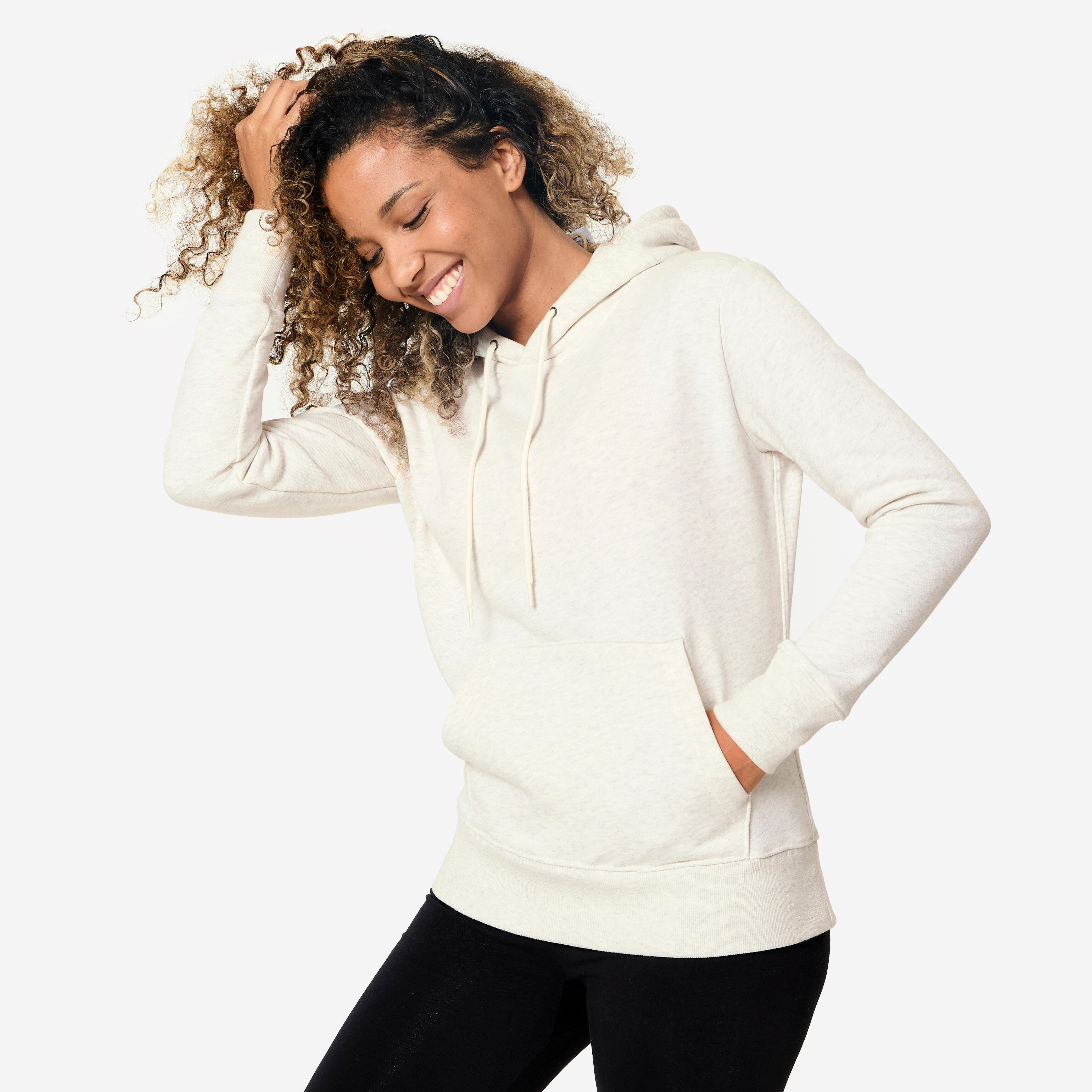 Hoodie Damen Baumwolle - baumwollweiß