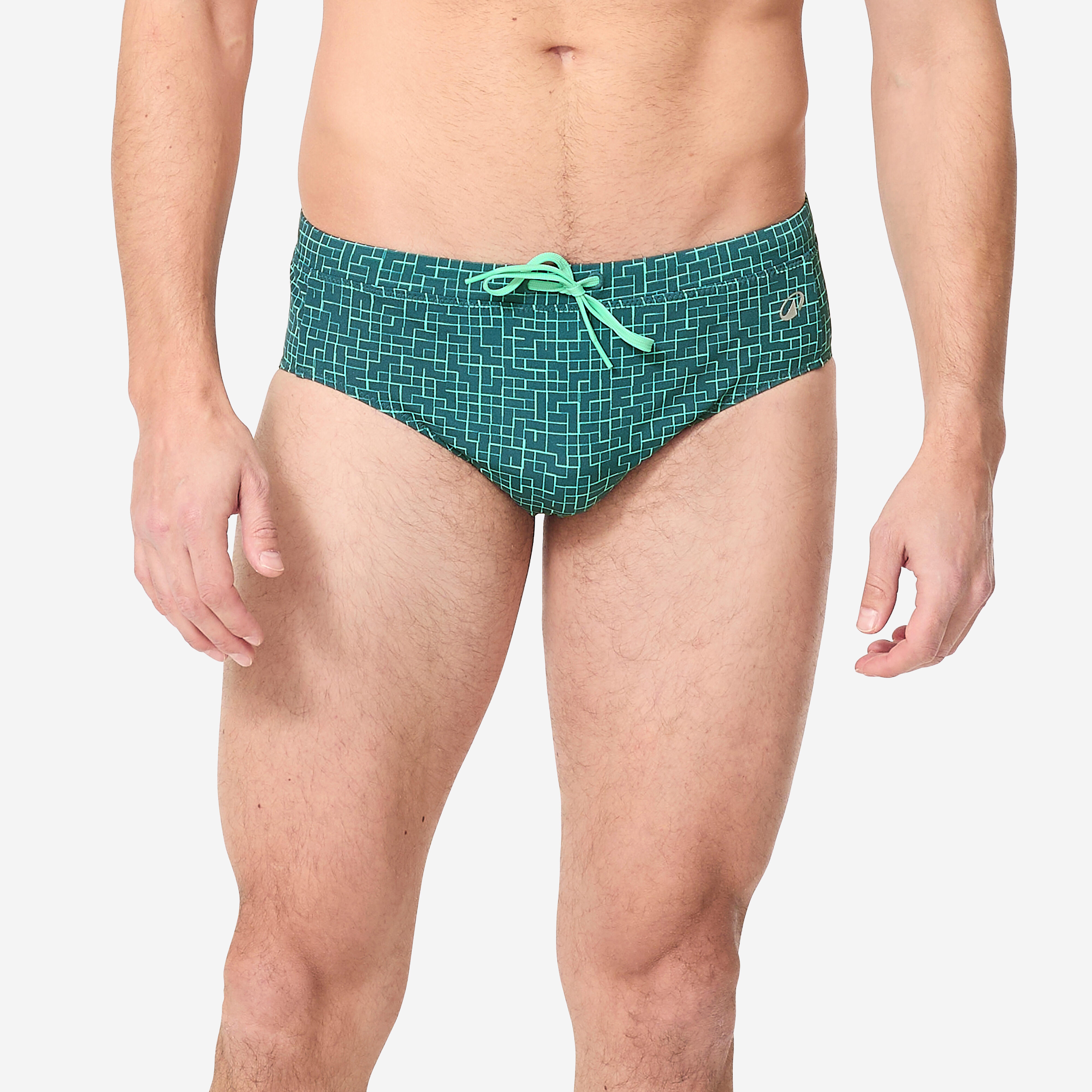 Badehose Slip Herren - 100 Plus Quad grün