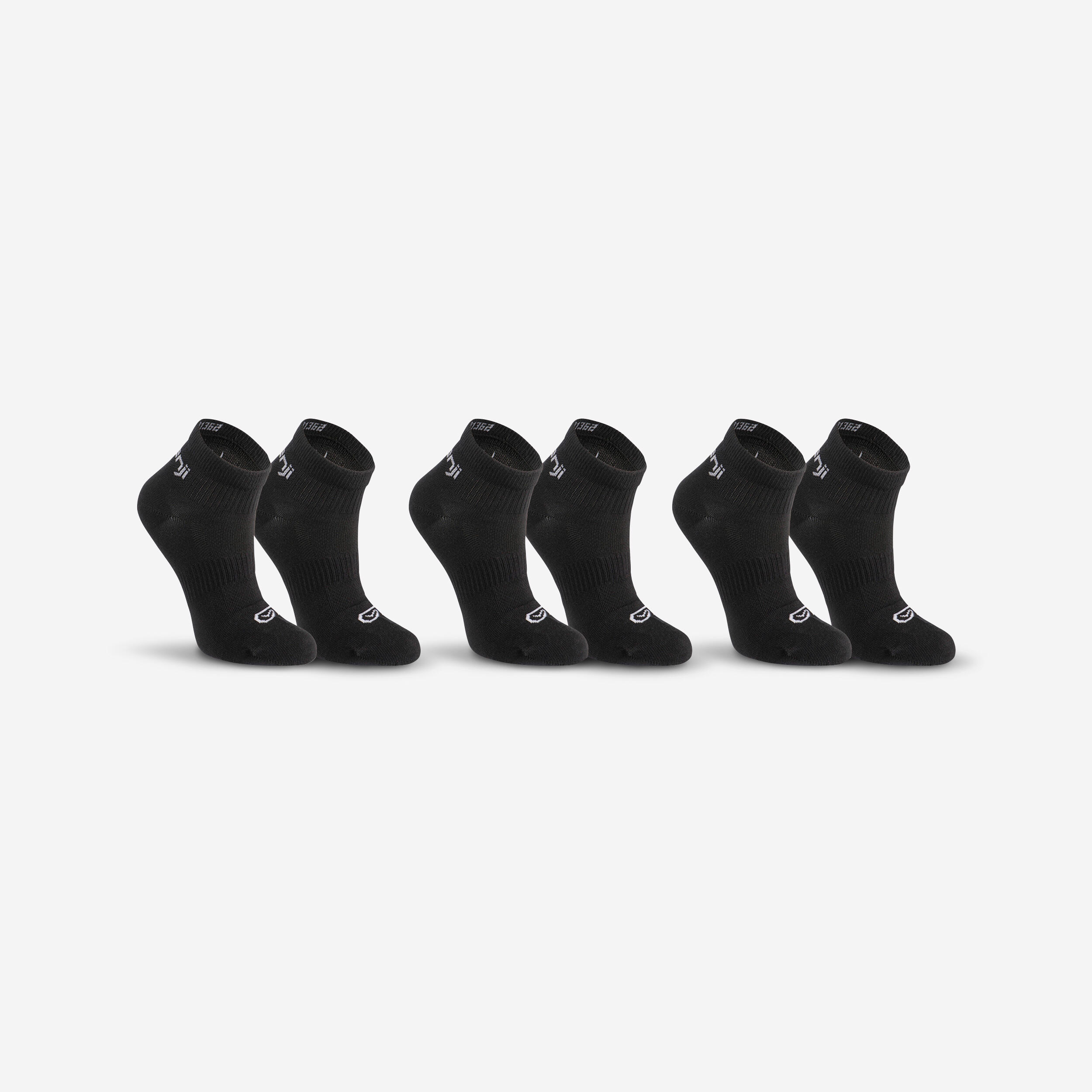 Socken Leichtathletik Mid Kinder schwarz 3 Paar