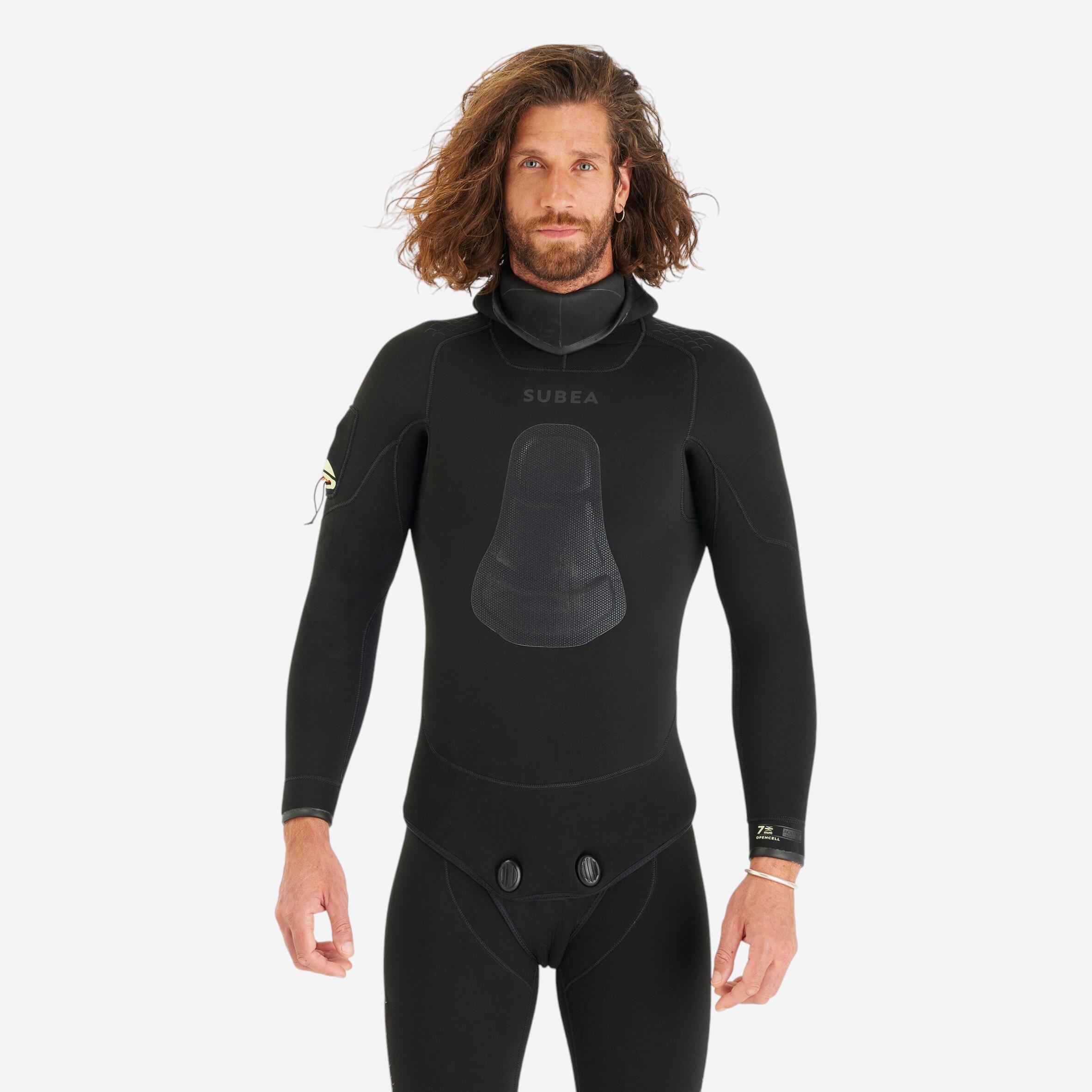 Neoprenjacke Tauchen Herren Glattneopren SPF 900 7 mm schwarz