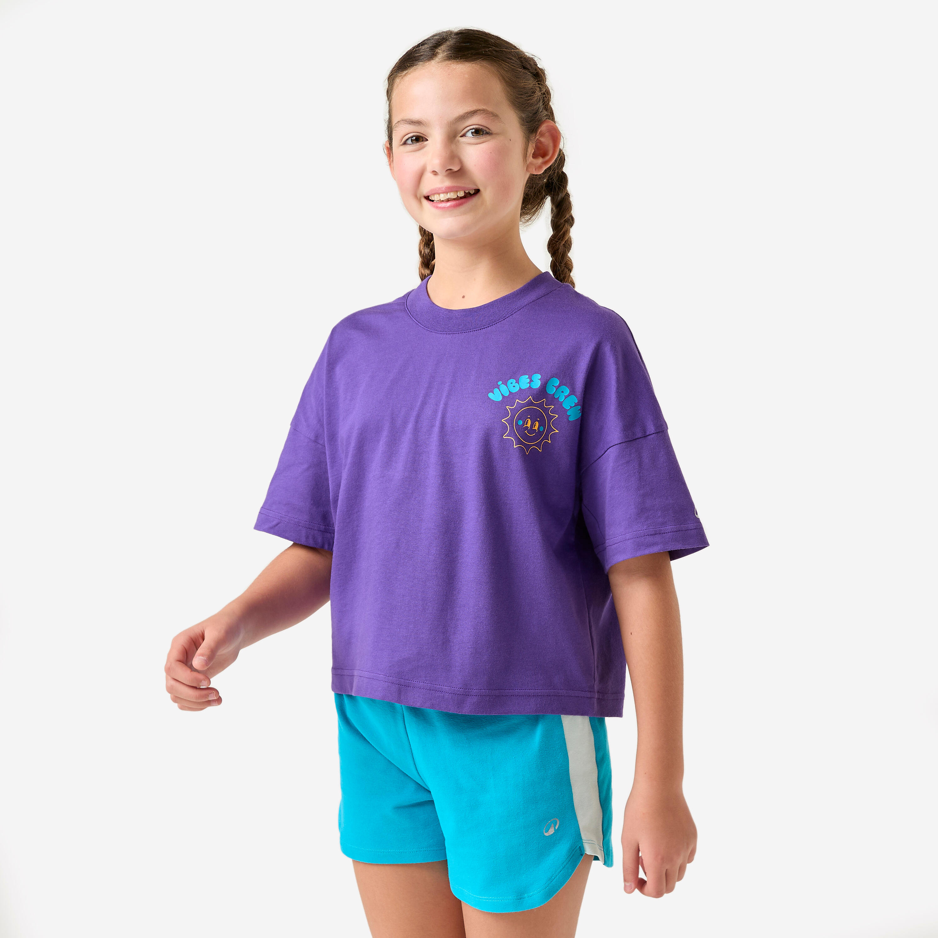 T-Shirt Kinder Oversize - dunkelviolett