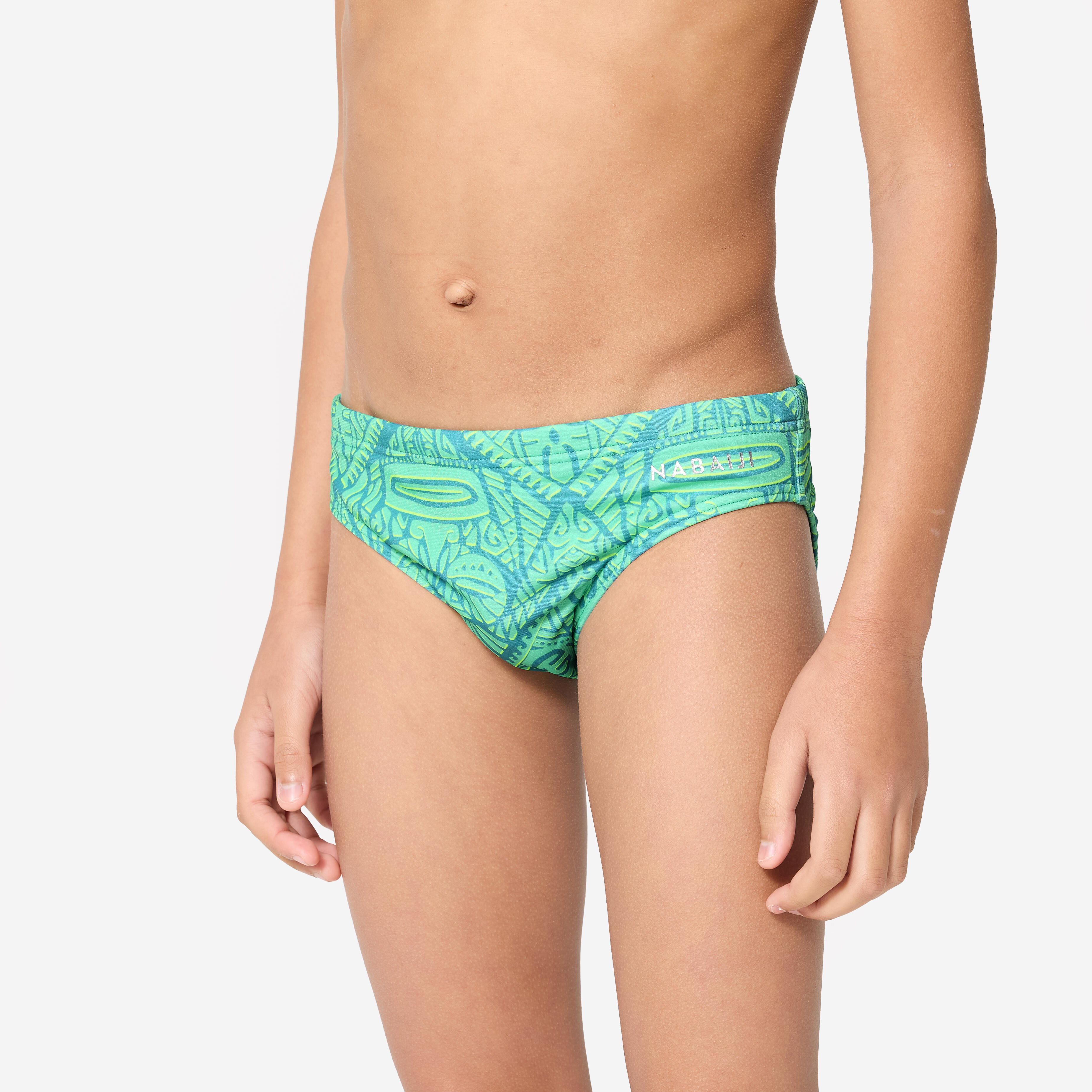 Badehose Slip Jungen Wasserball - 500 Tiki türkis