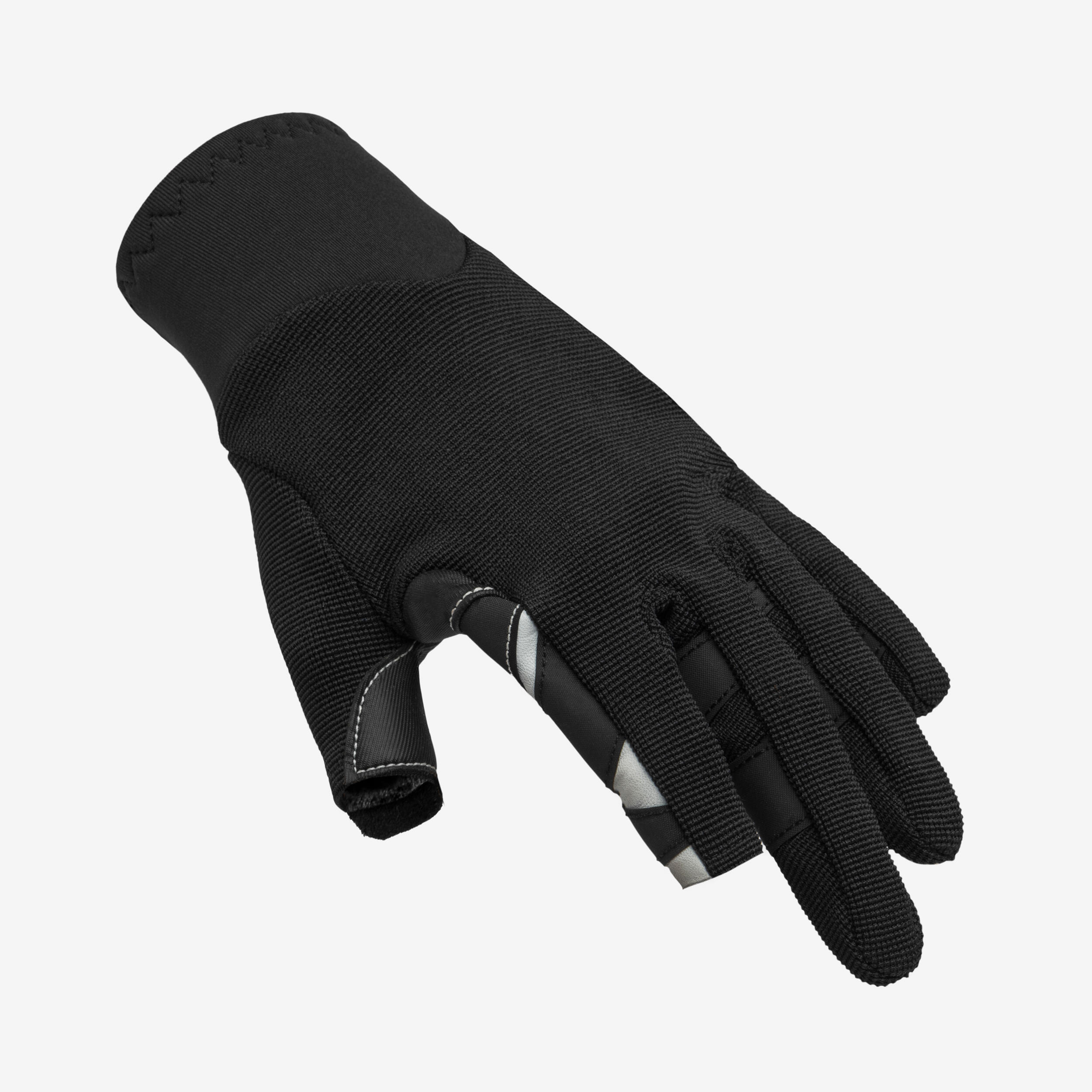 Segelhandschuhe Damen/Herren zwei Finger geschnitten 900 schwarz