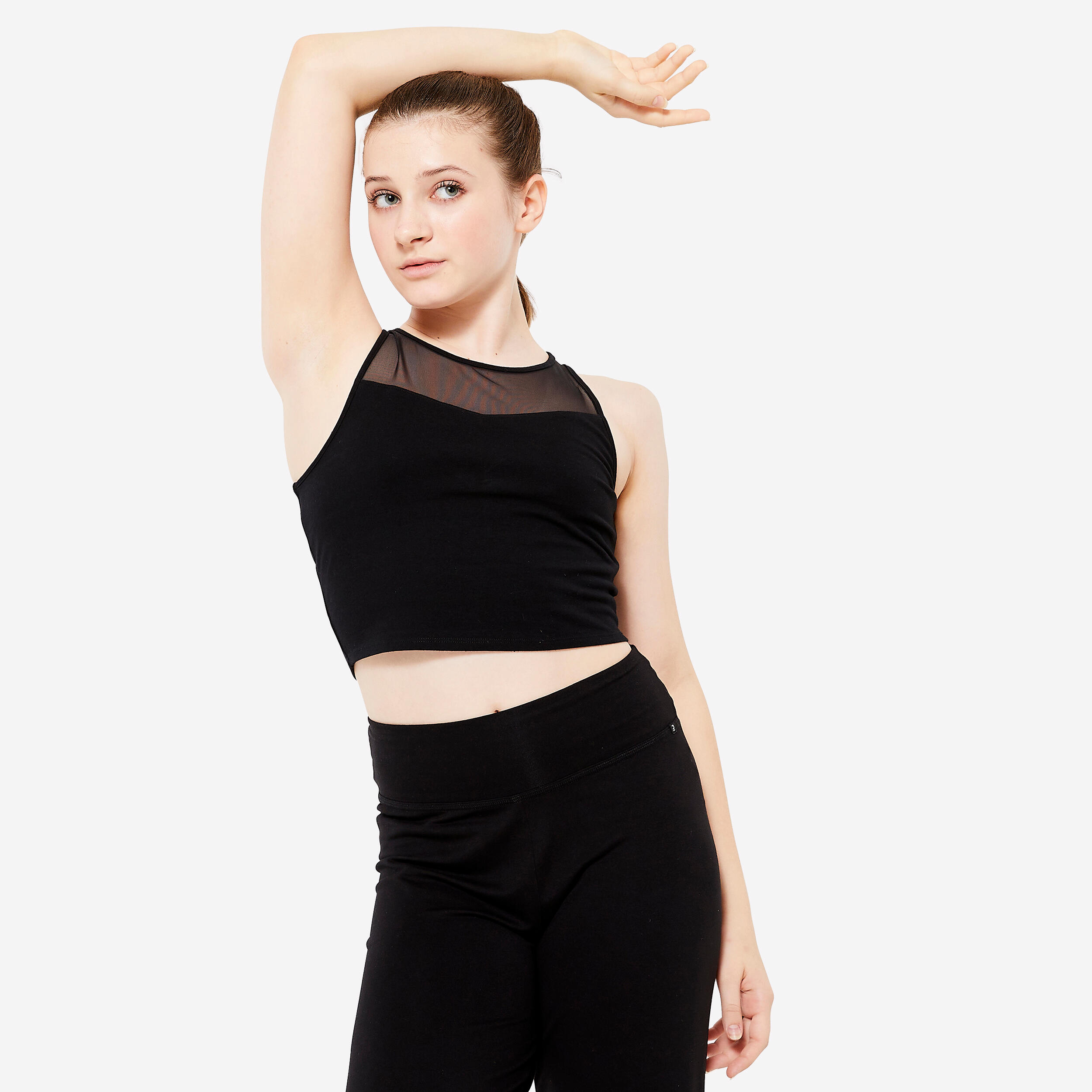 Tanztop Kinder Crop Top integriertes Bustier Modern Jazz - schwarz