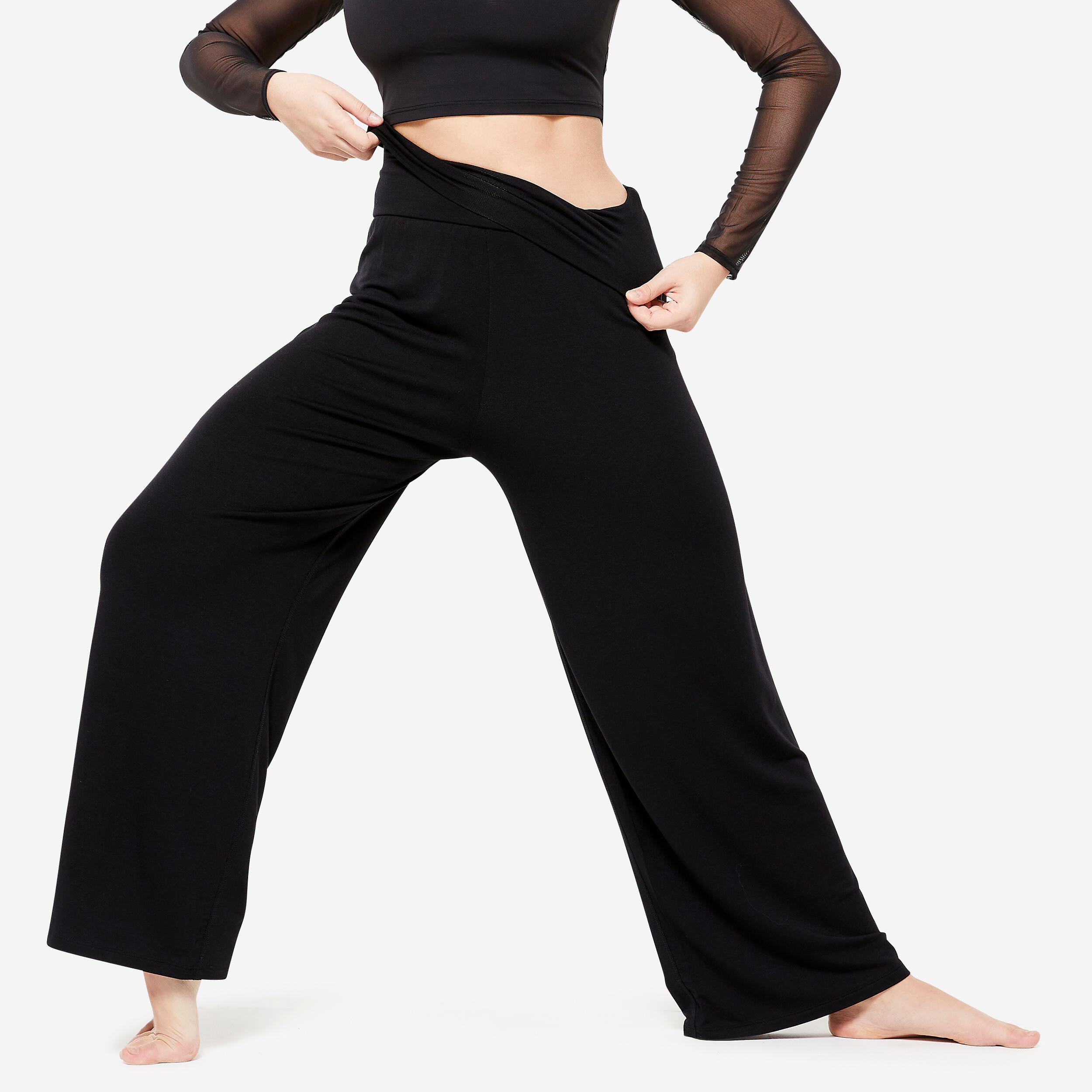 Tanzhose Damen Modern Dance gerade weit - schwarz