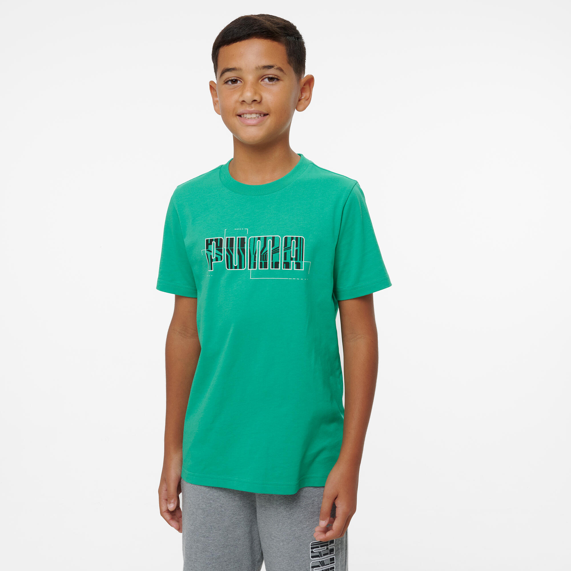 T-Shirt Kinder Baumwolle - grün mit Print