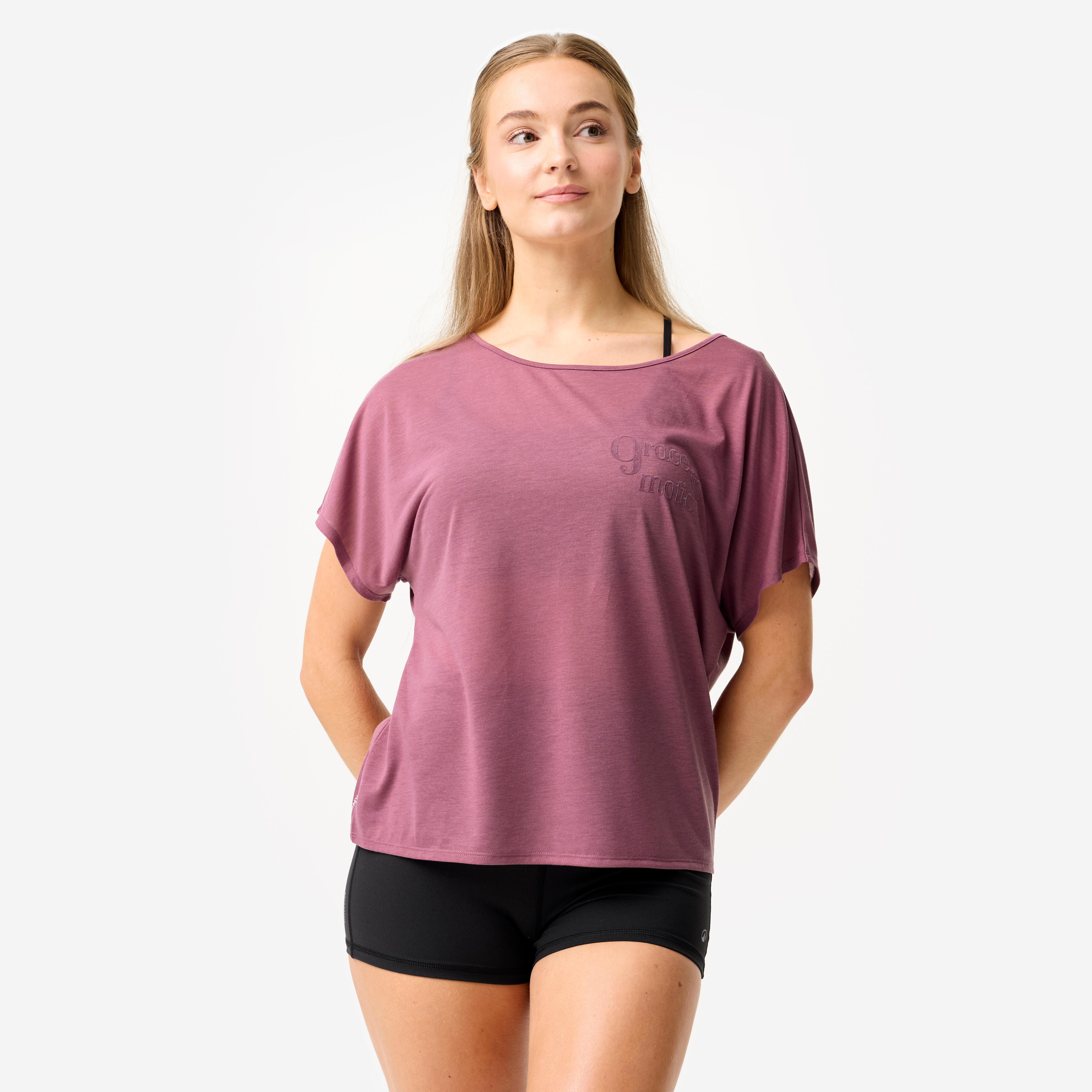 Dance-Shirt Damen Modern Dance kurzarm fließend violett
