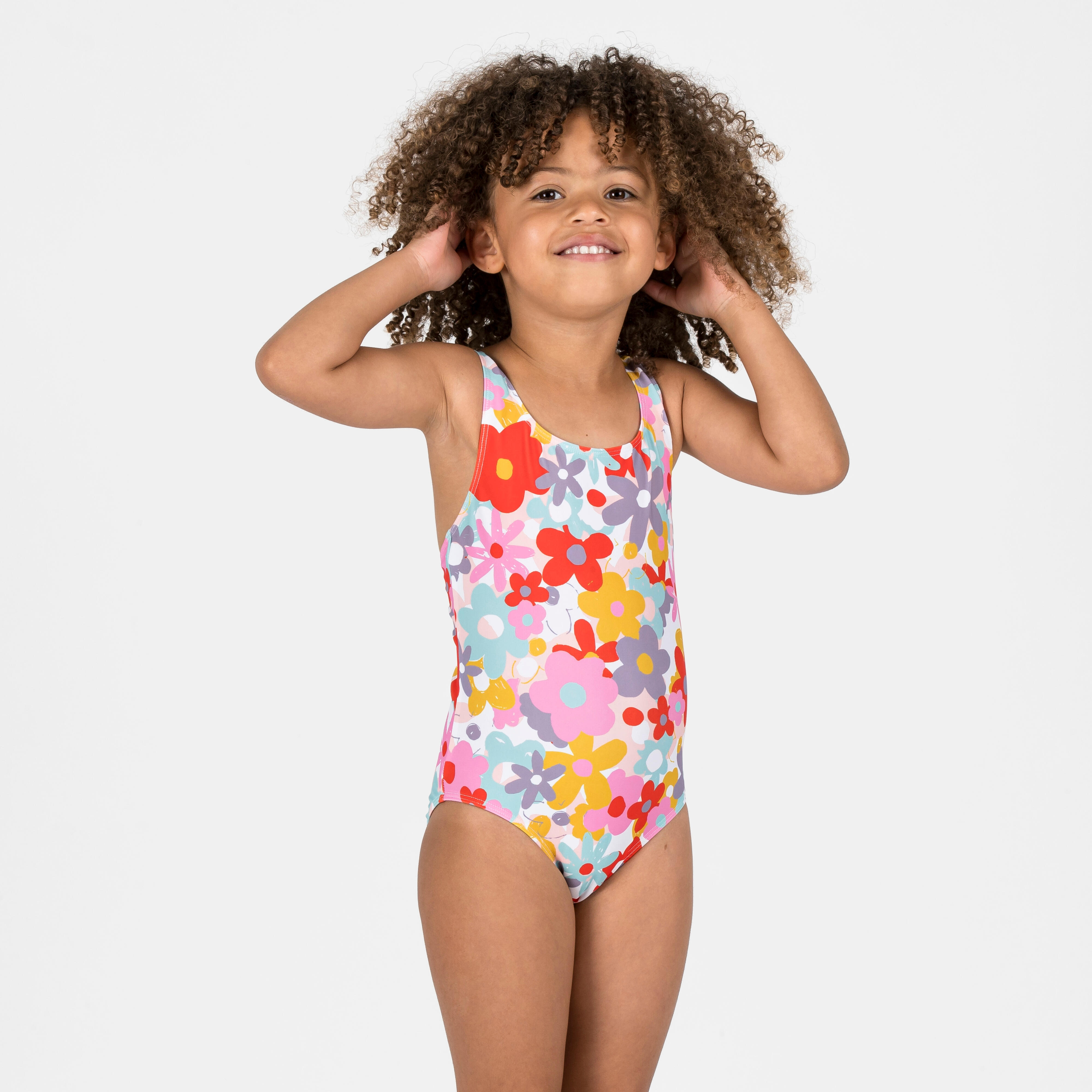 Badeanzug Baby/Mädchen - Print Blumen rot