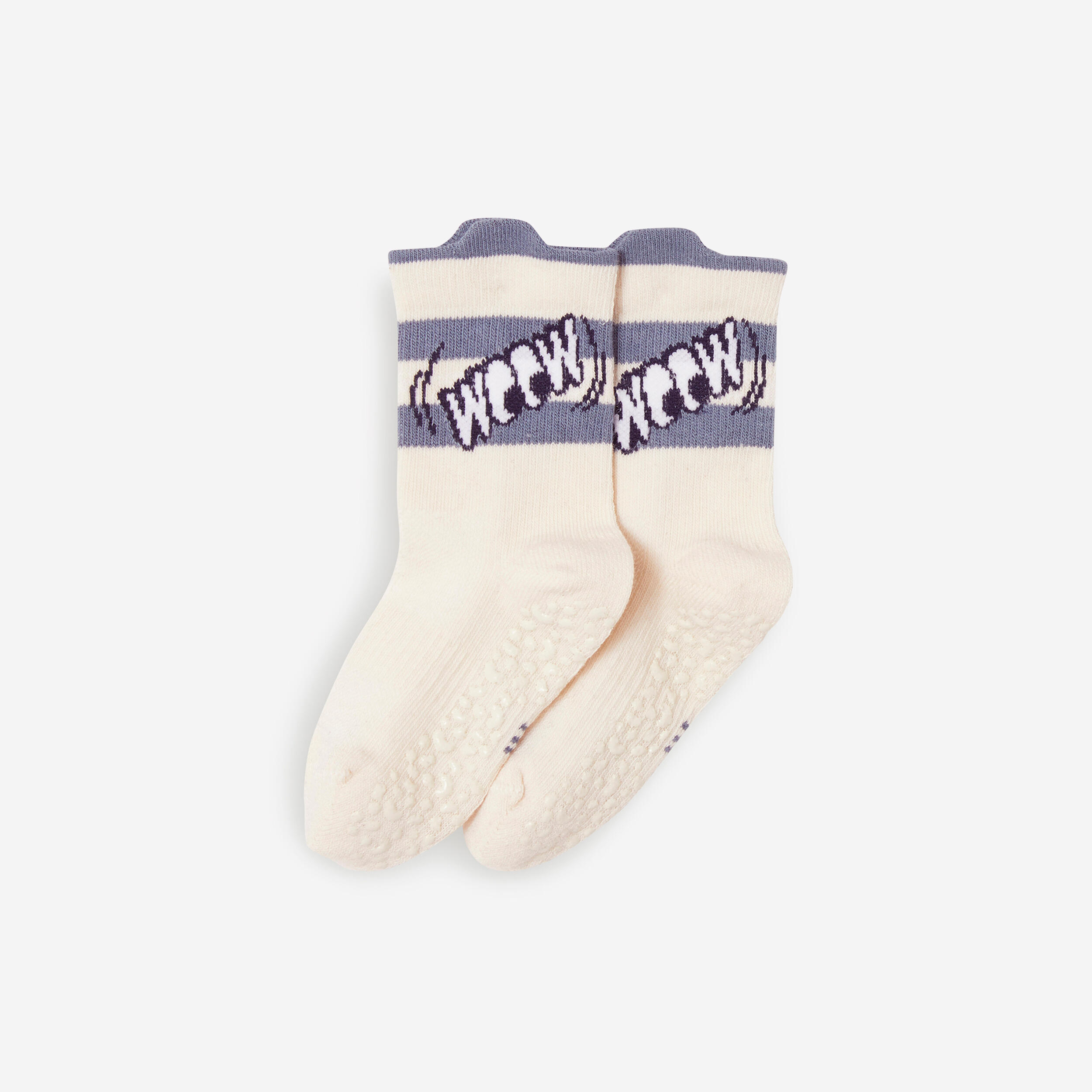 Turnsocken Kinder rutschfest atmungsaktiv - 600 beige mit Mustern