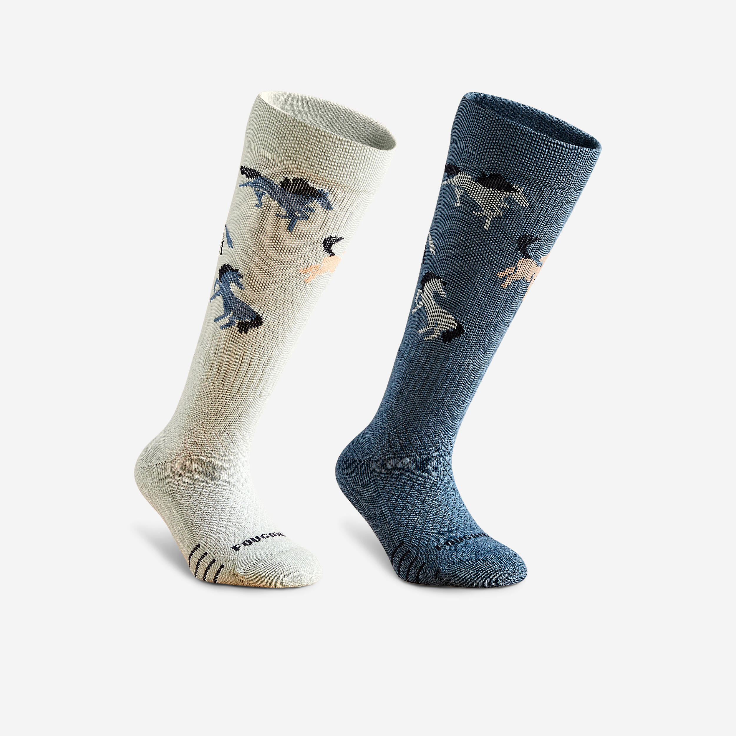 Reitsocken 500 Kinder Pony grün 2er-Set
