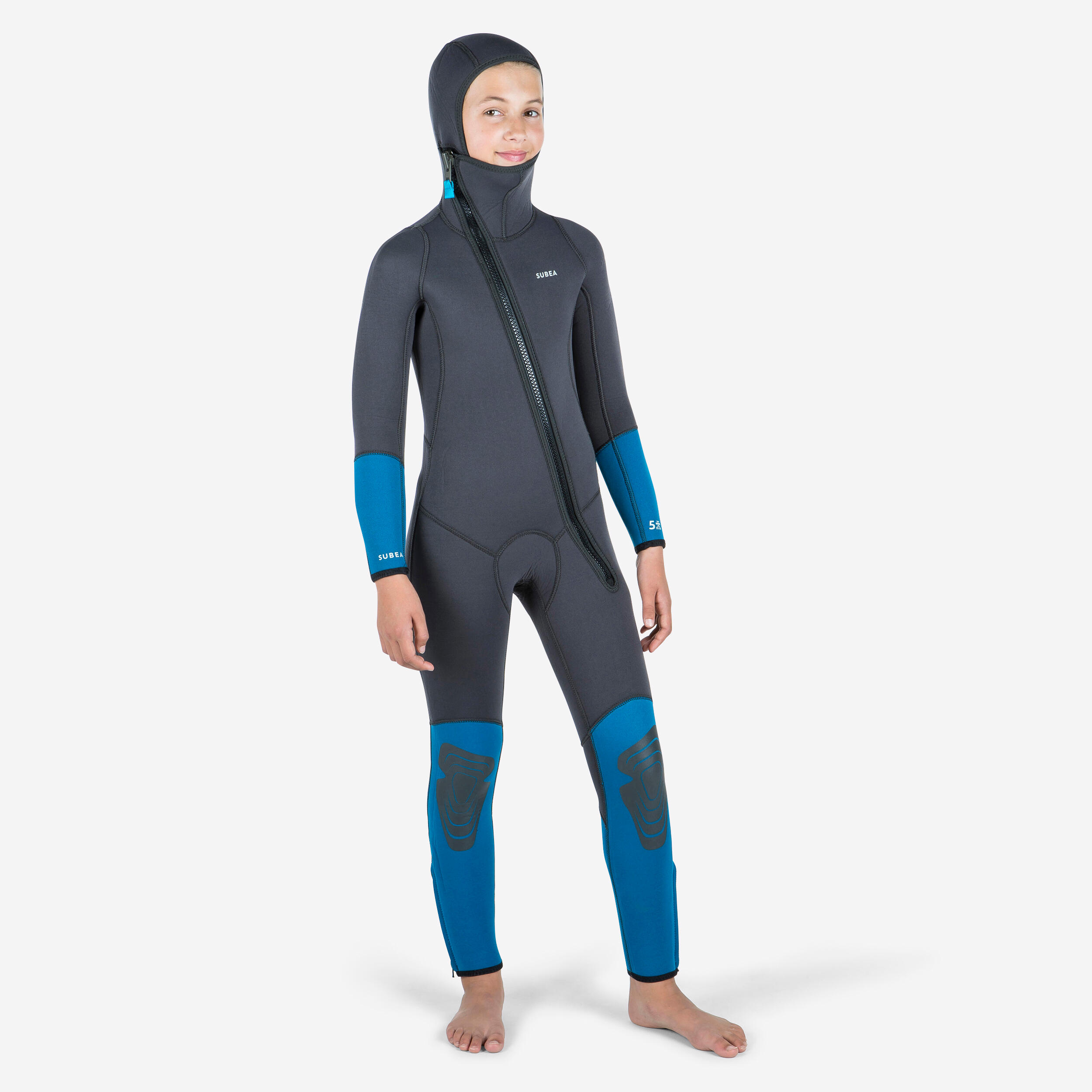 Neoprenanzug Frontzip Tauchen Kinder 100 5 mm grau/blau