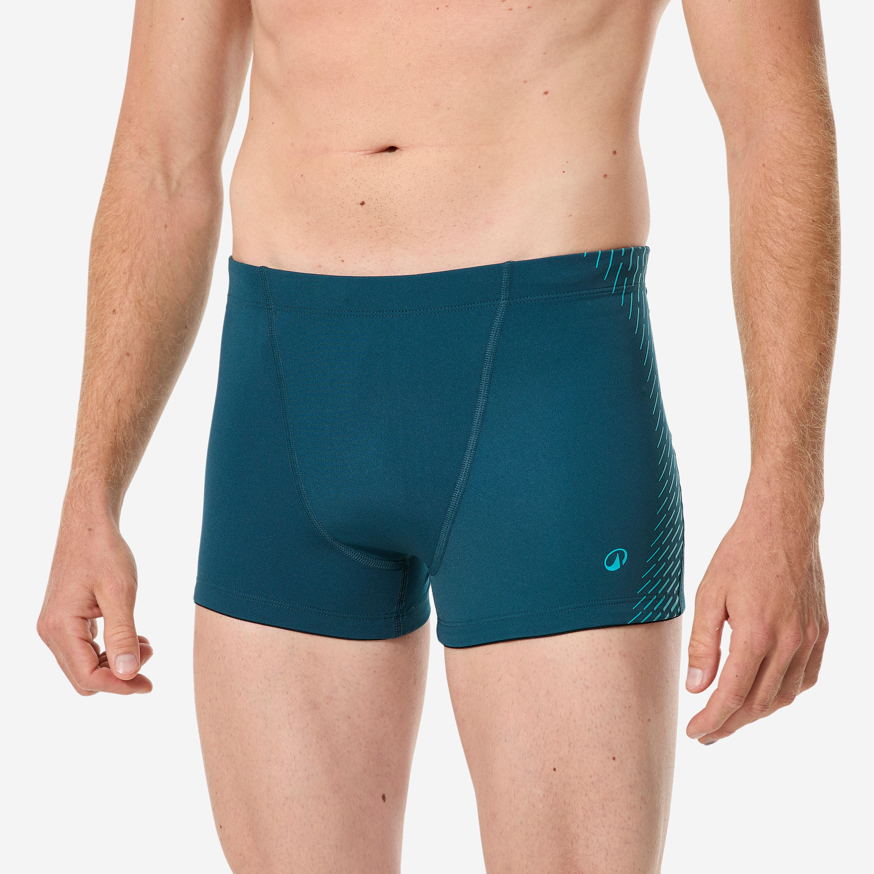 Badehose Boxer Herren - Fiti türkis/weiß