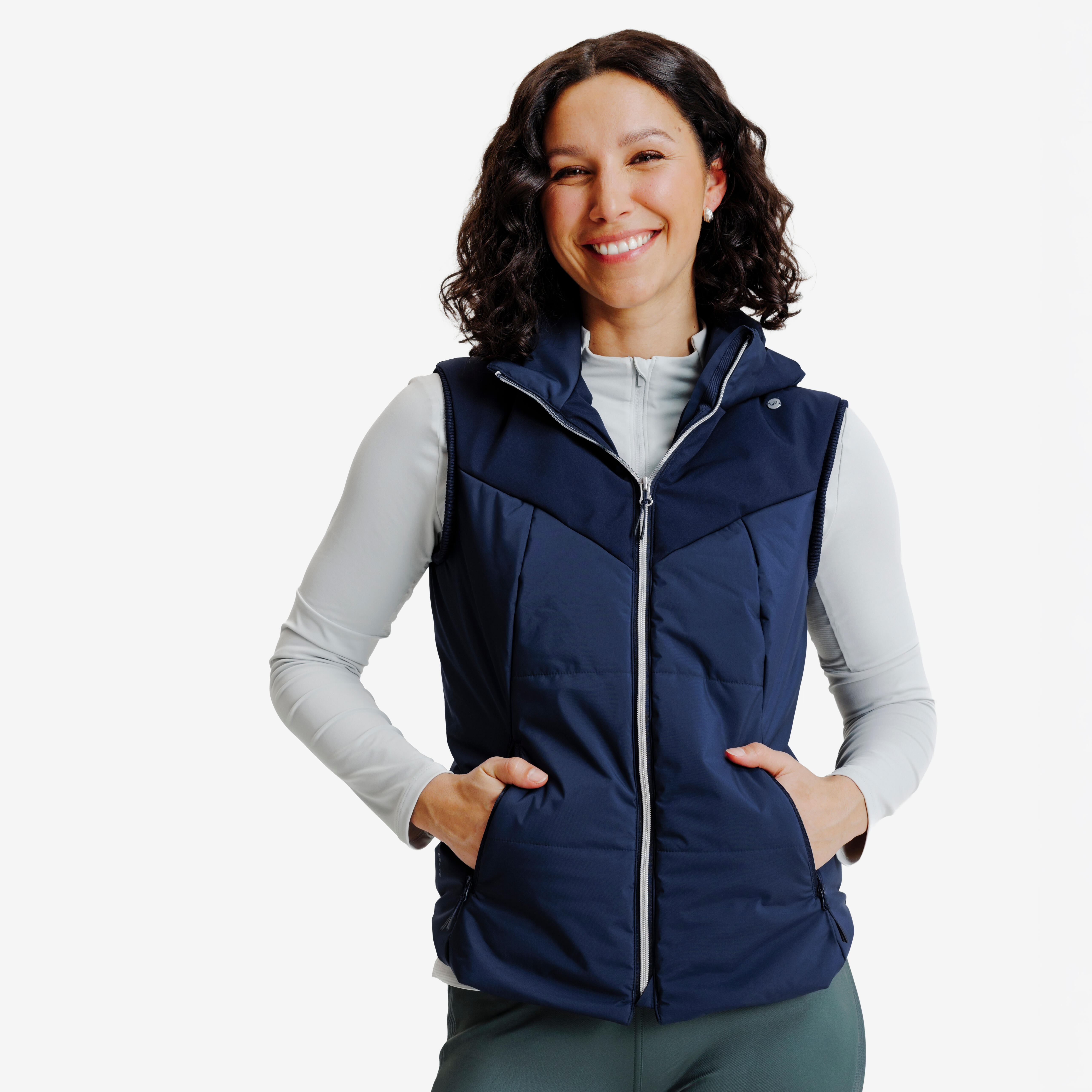 Winterreitweste 900 warm Damen marineblau