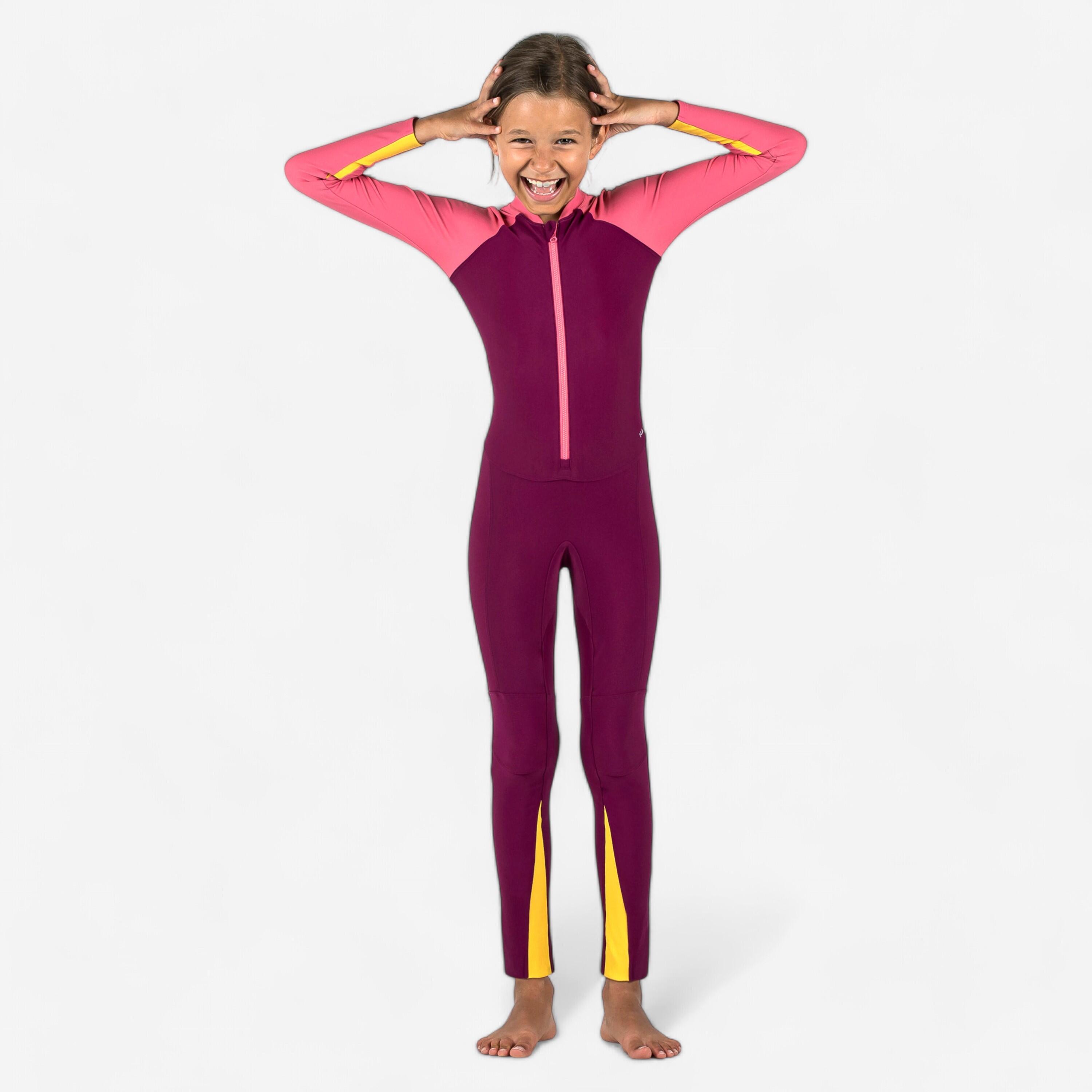 Schwimmanzug Mädchen langarm UV-Schutz - Combiswim 100 rosa/lila