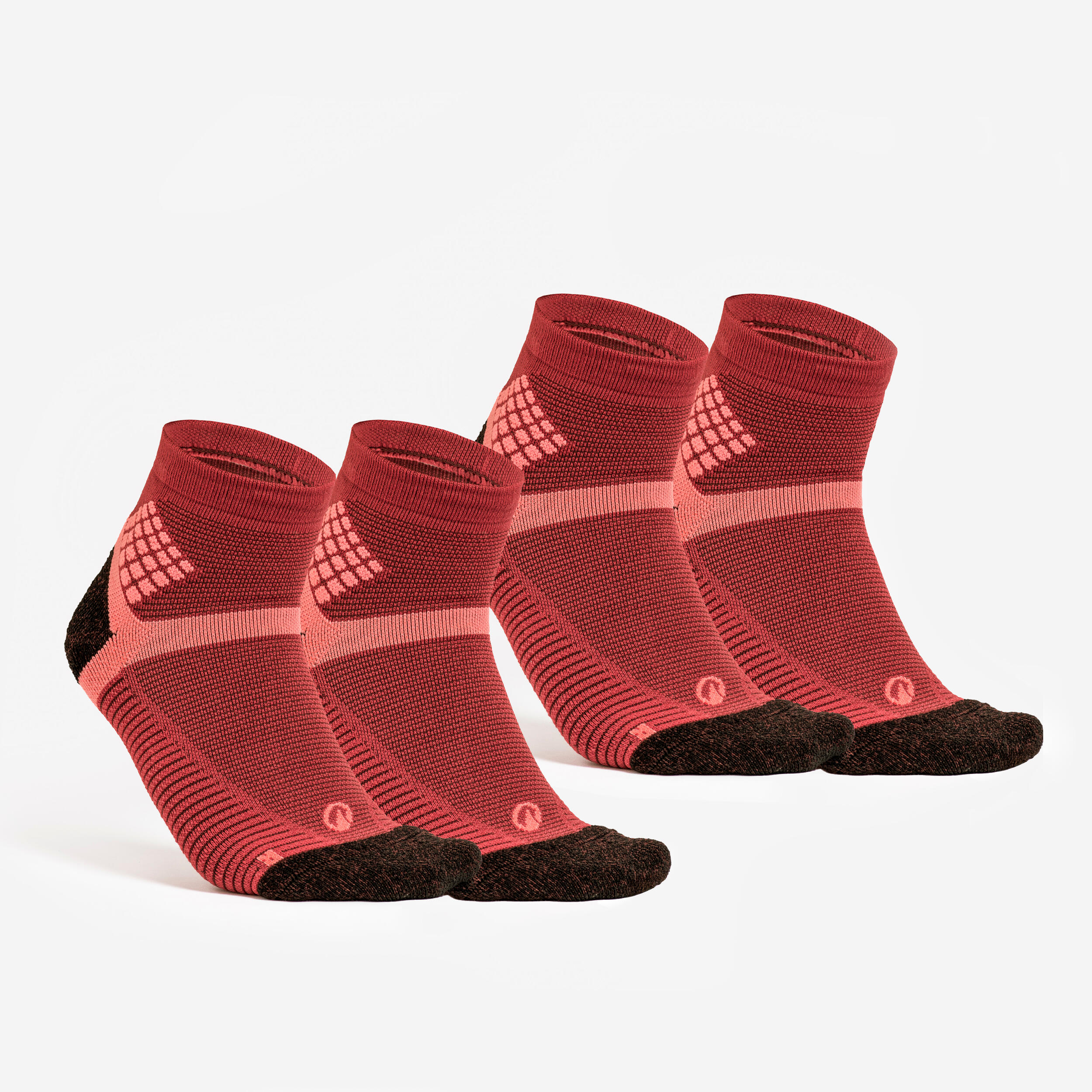 Wandersocken Damen/Herren halbhoch 2er-Pack - Hike 500 rot