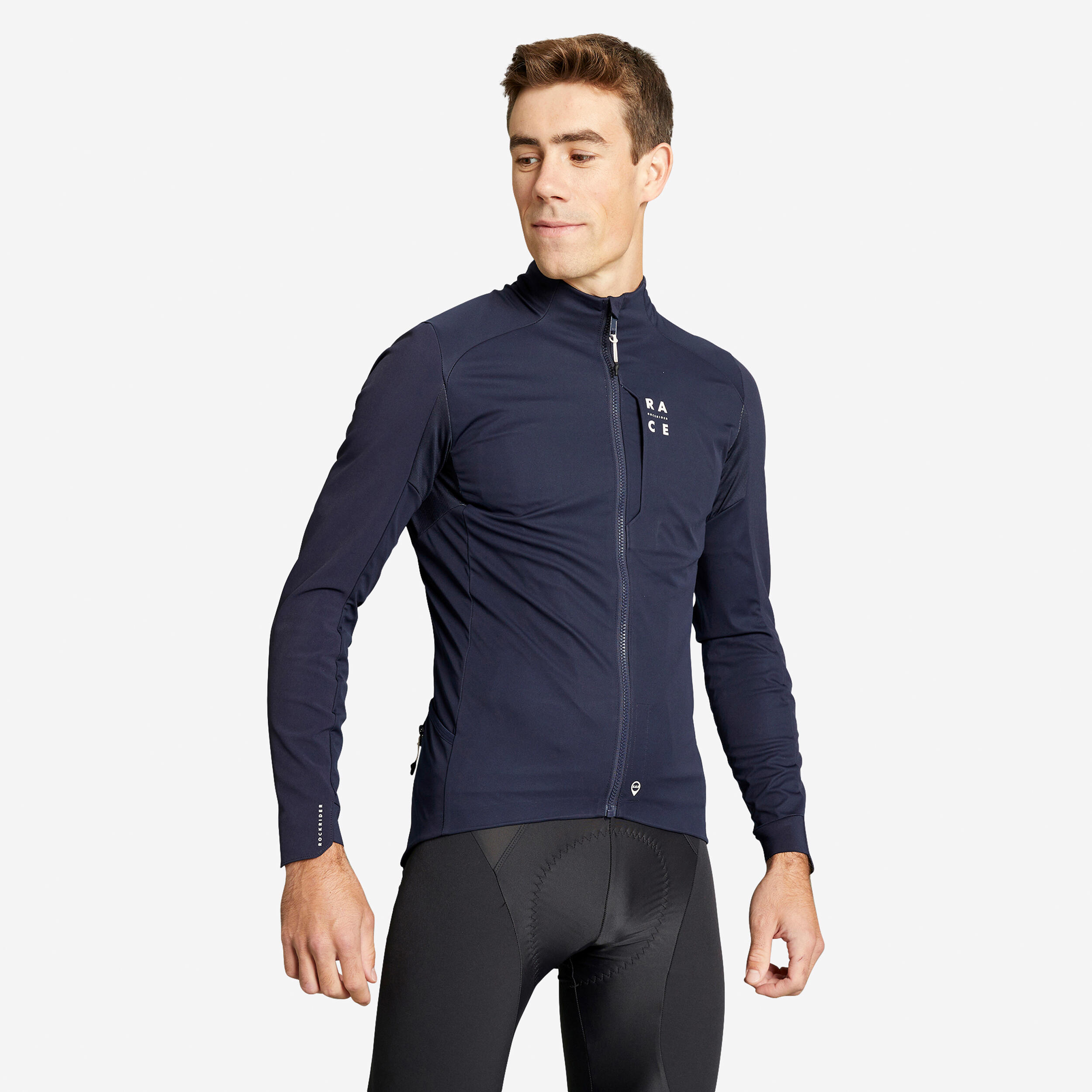 Fahrrad Winterjacke langarm enganliegend MTB Herren dunkelblau