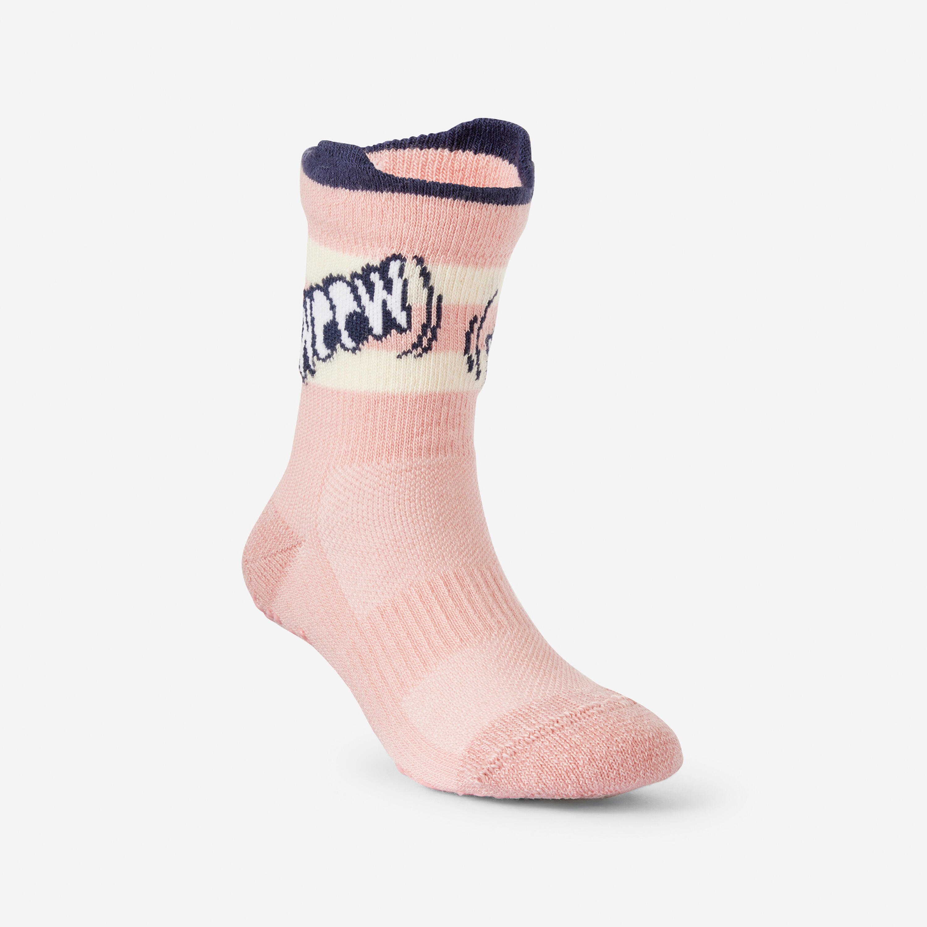 Turnsocken Kinder 600 rutschfest atmungsaktiv - rosa mit Mustern