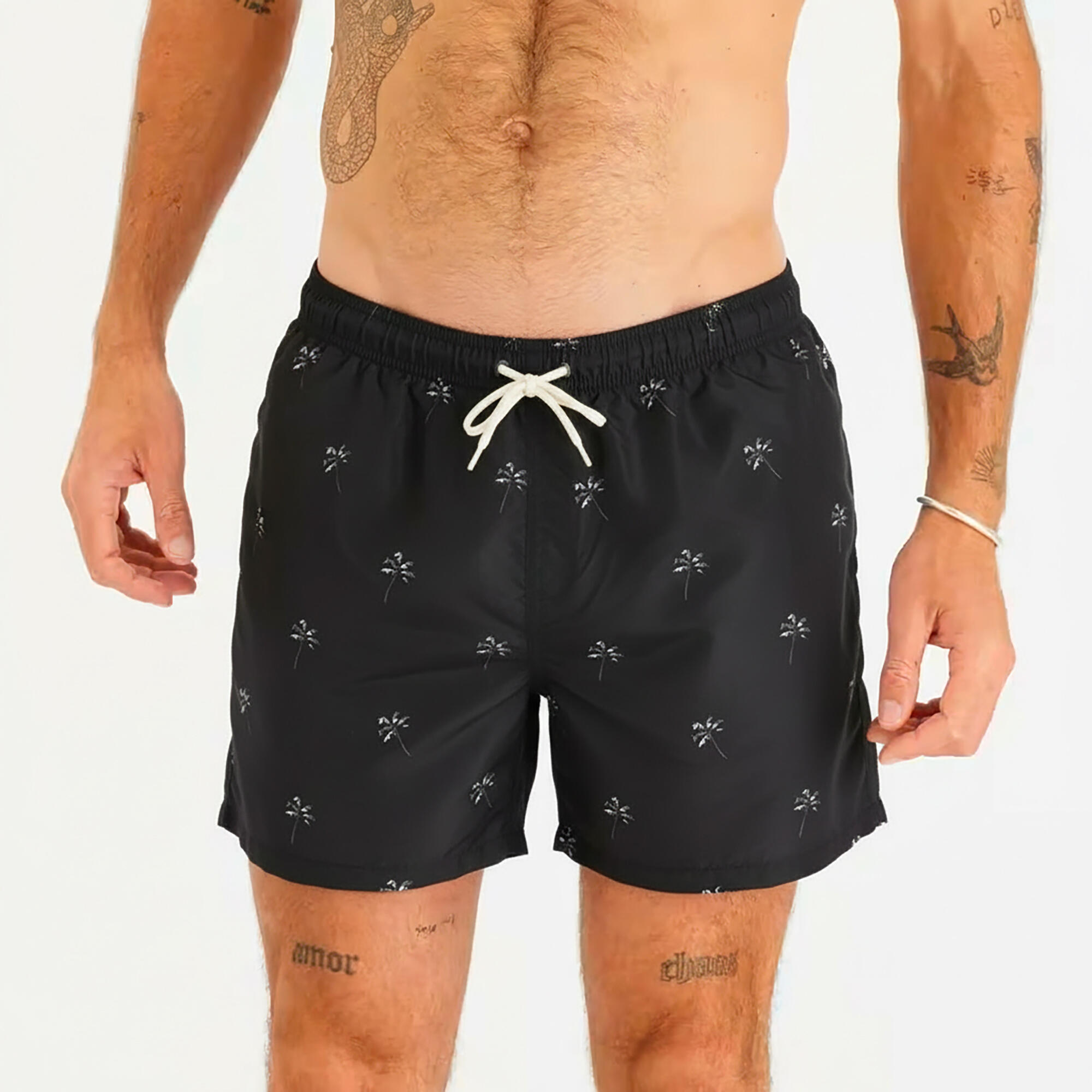 Boardshorts Herren BS100 15" Palmito schwarz