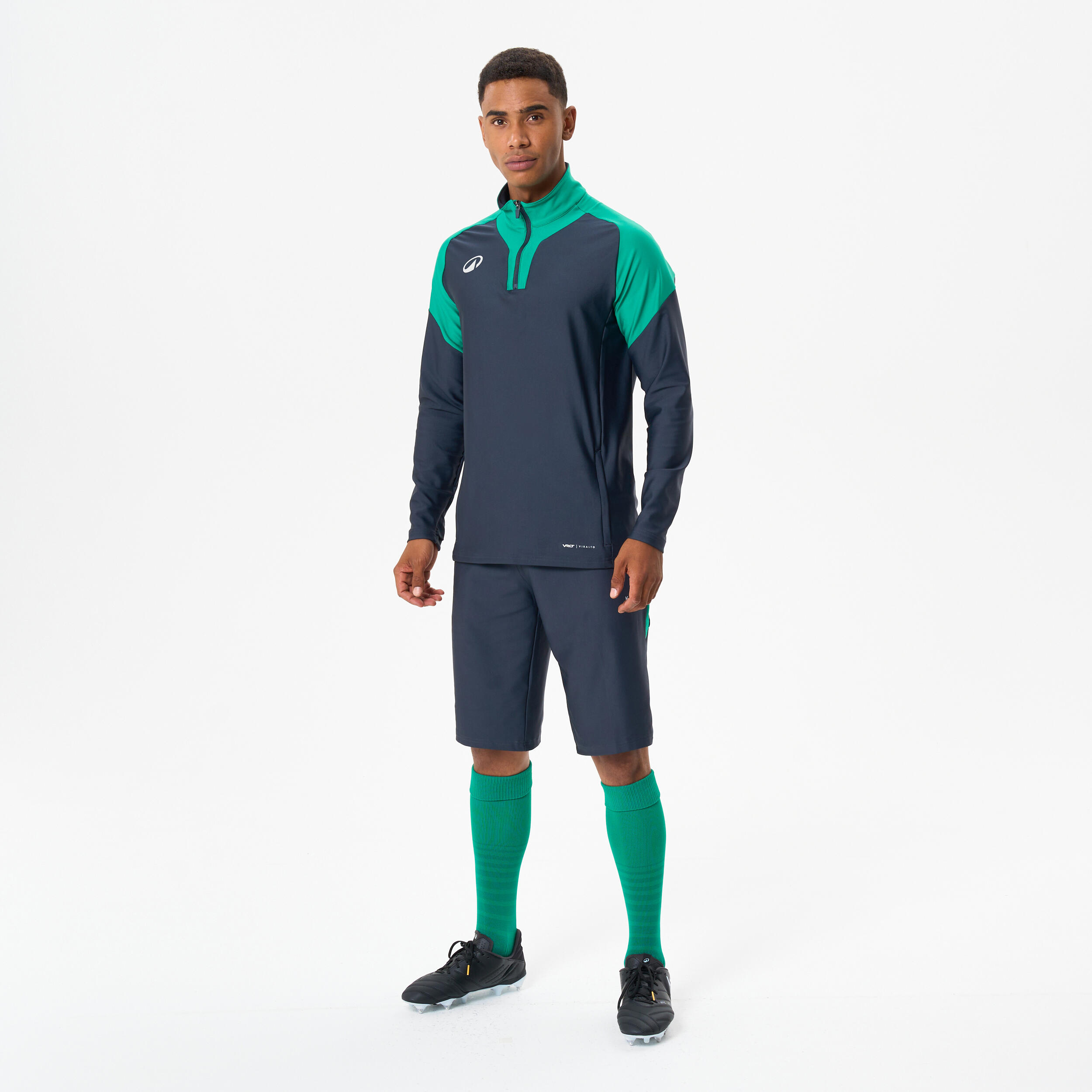 Damen/Herren Fußball Sweatshirt 1/2 Zip - Viralto Club grau/grün