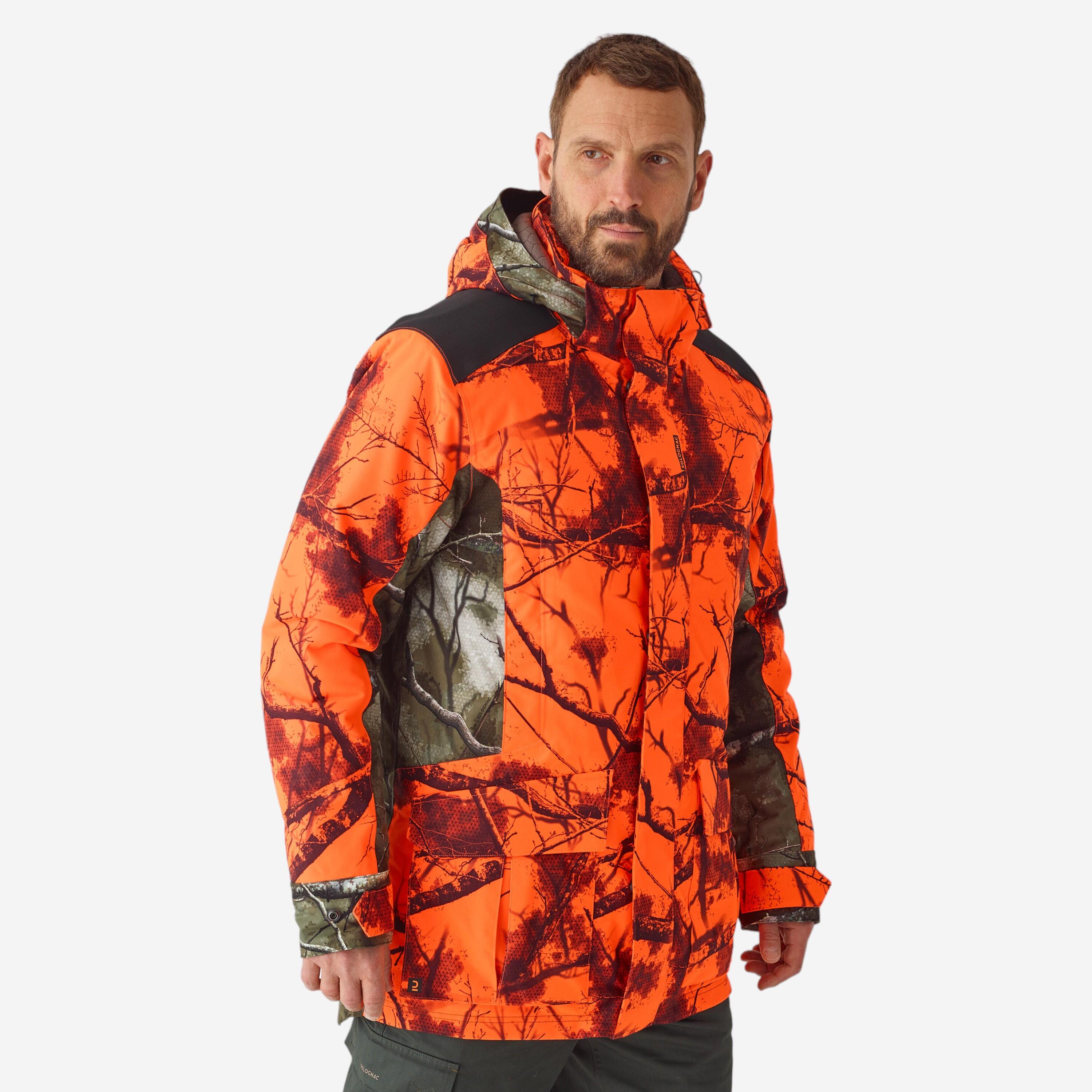Jagdjacke 500 3-in-1 Treib- und Drückjagd warm wasserdicht Treemetic orange