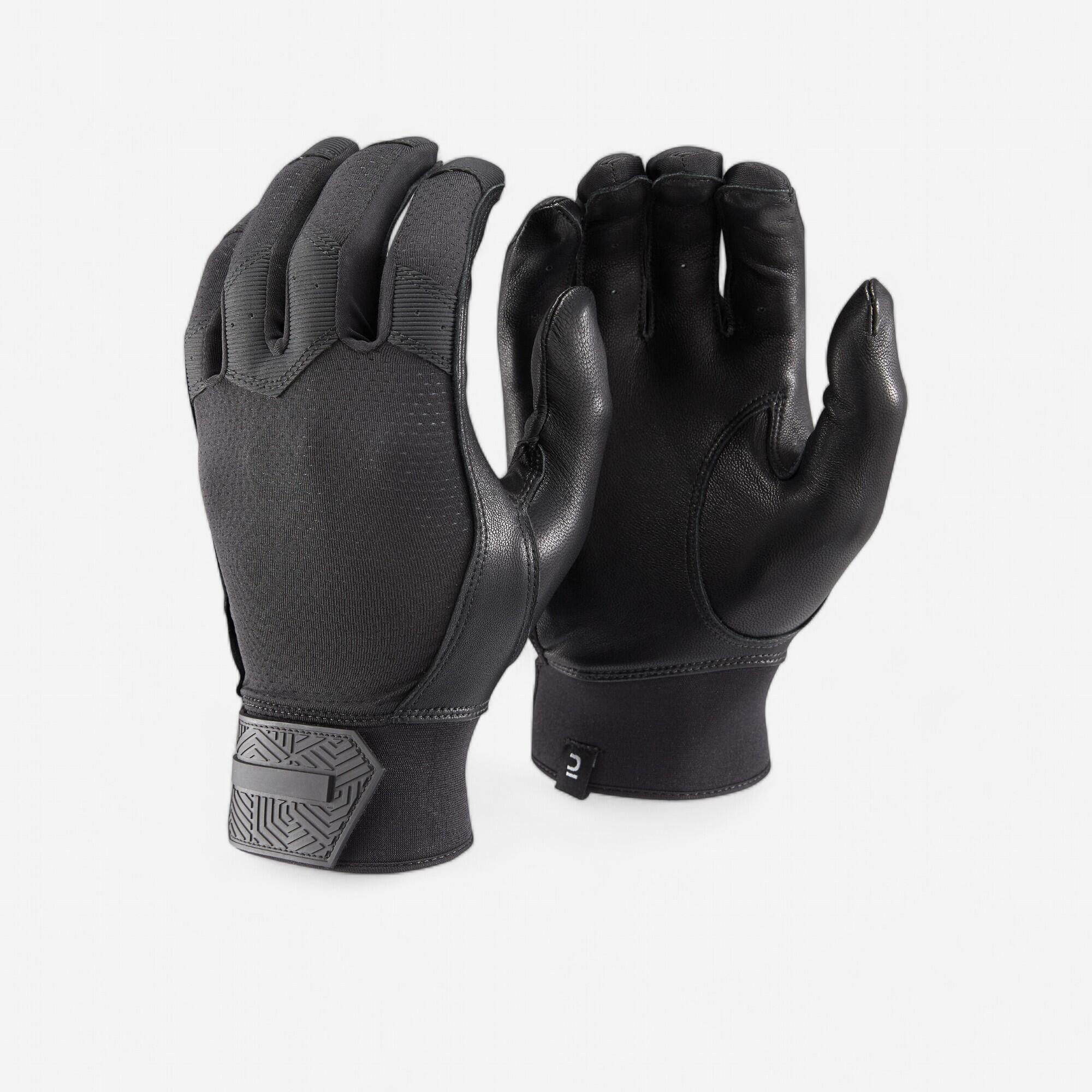 Damen/Herren Baseball Batting Gloves - BA550 schwarz