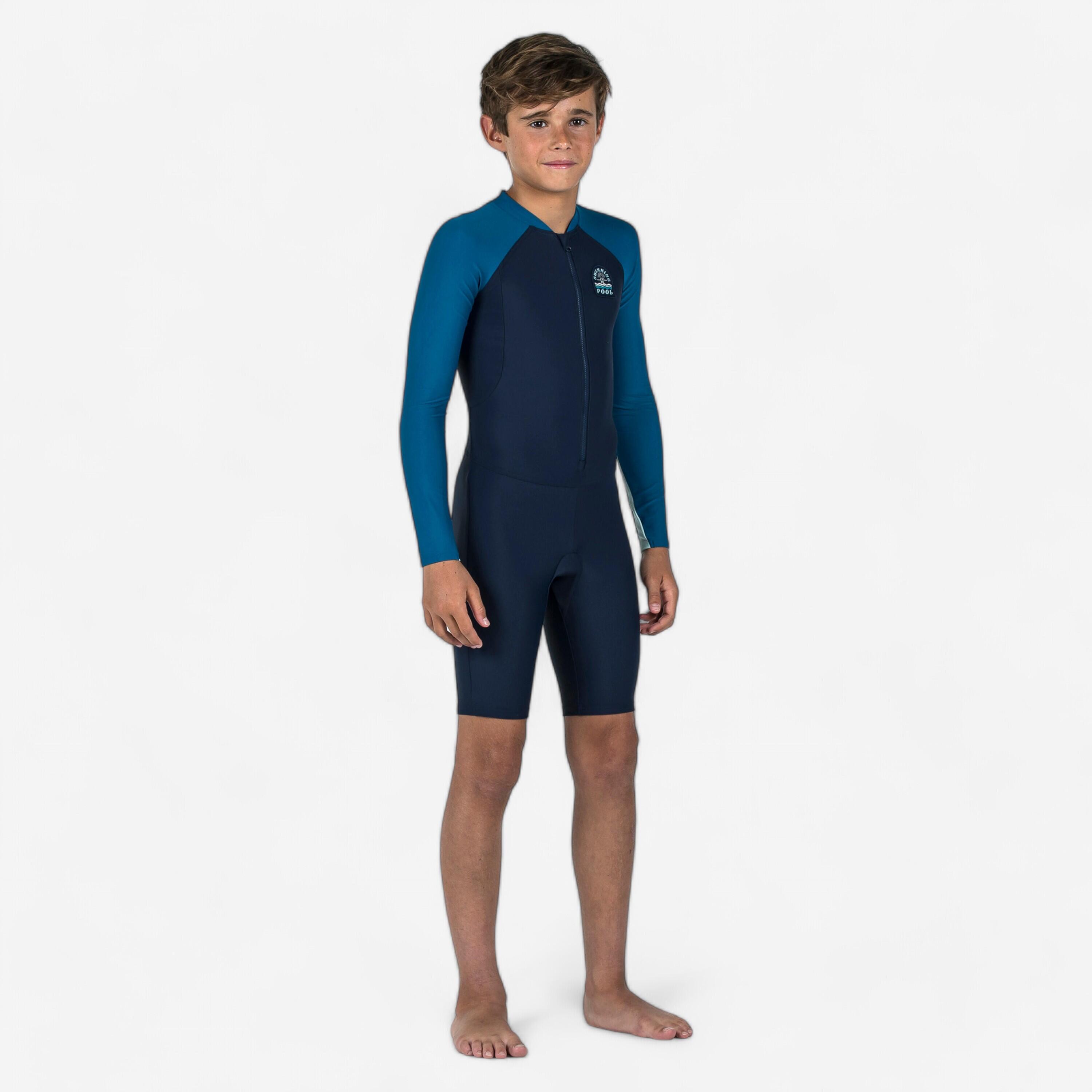 Schwimmanzug Shorts Jungen langarm - 100 blau