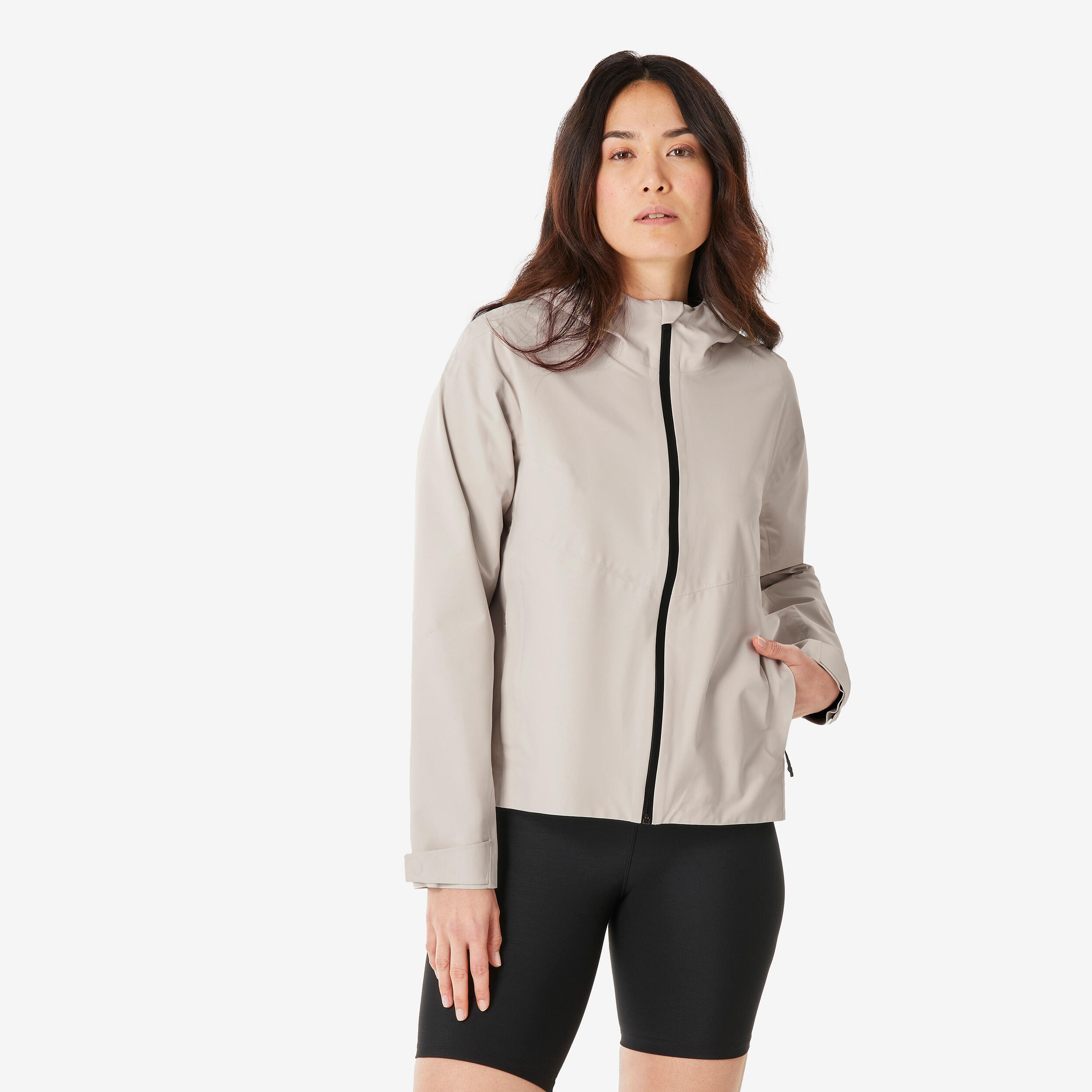 Wanderjacke Damen wasserdicht - MH100 beige