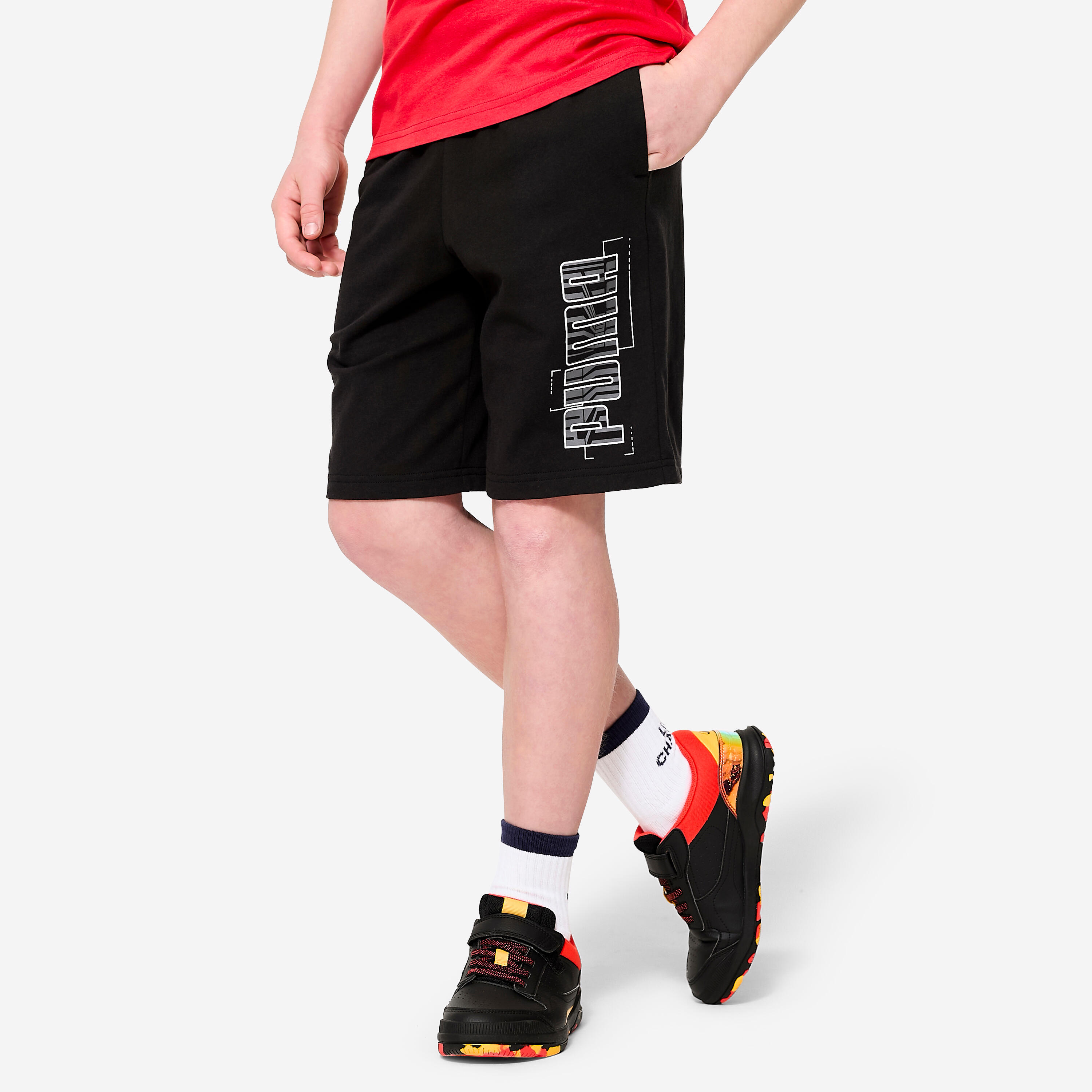 Shorts Kinder Baumwolle - schwarz