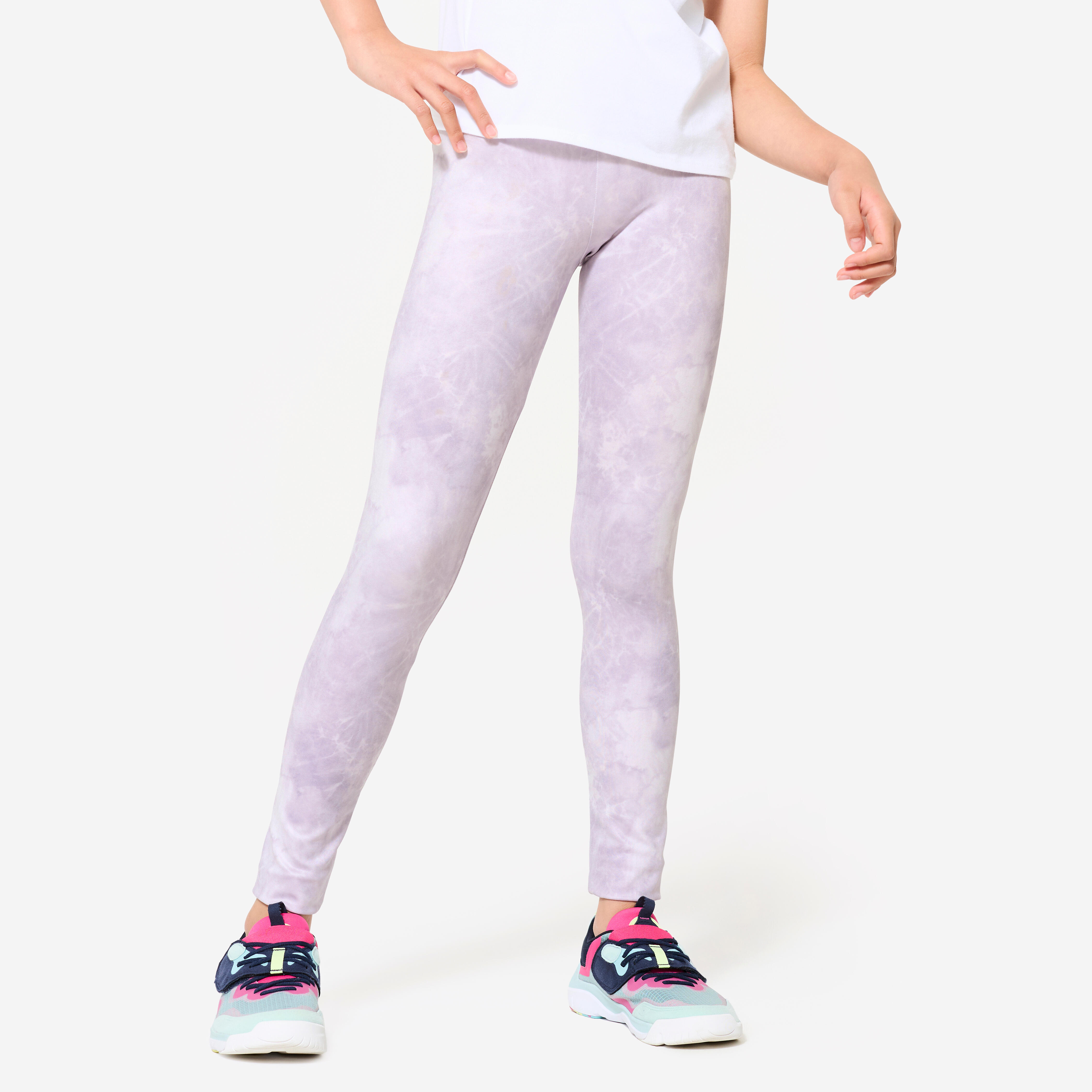Leggings Mädchen atmungsaktiv - lila bedruckt