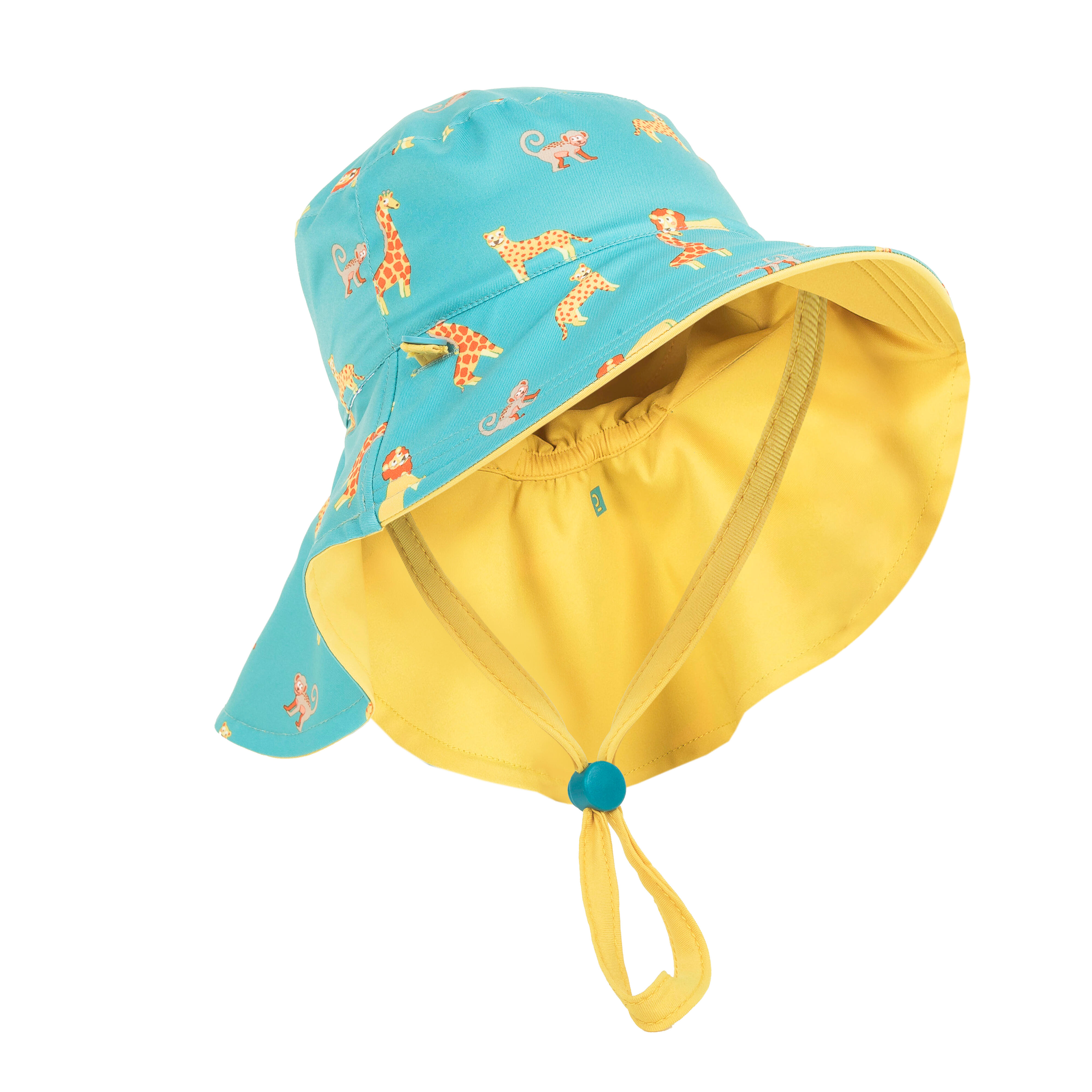 Sonnenhut Baby UV-Schutz wendbar - Savanne gelb/blau