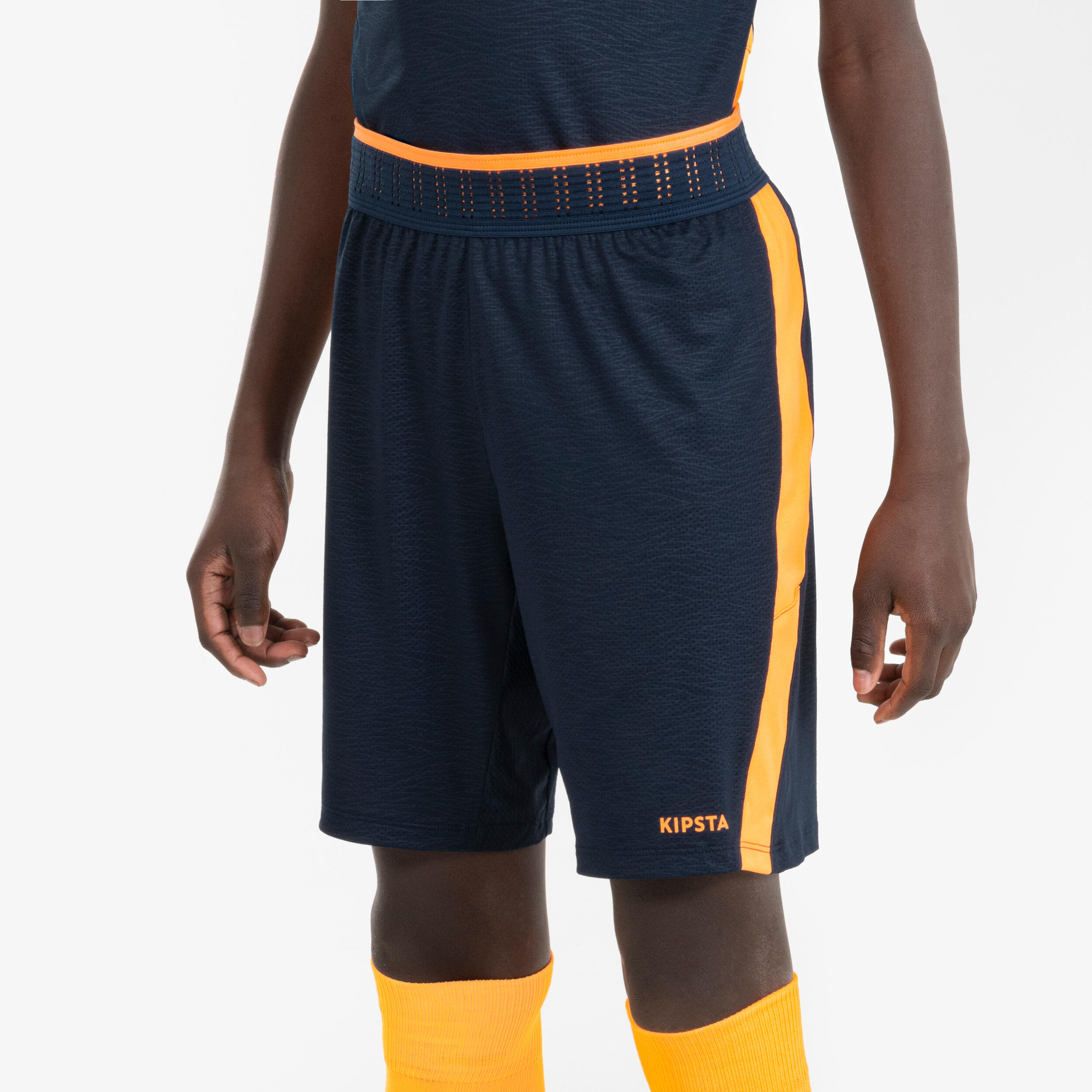 Kinder Fußball Shorts - CLR marineblau/orange