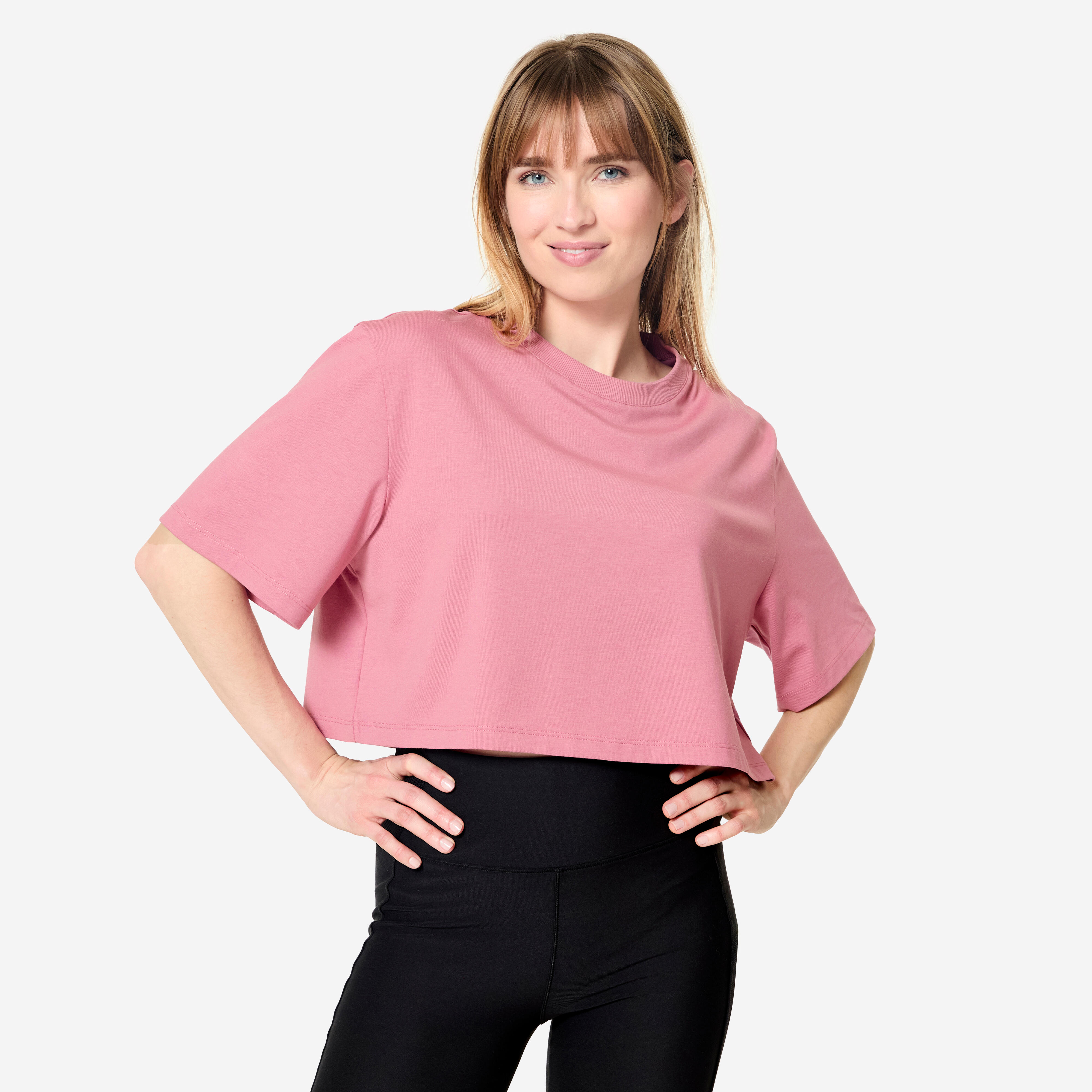 T-Shirt Crop Top Damen - altrosa