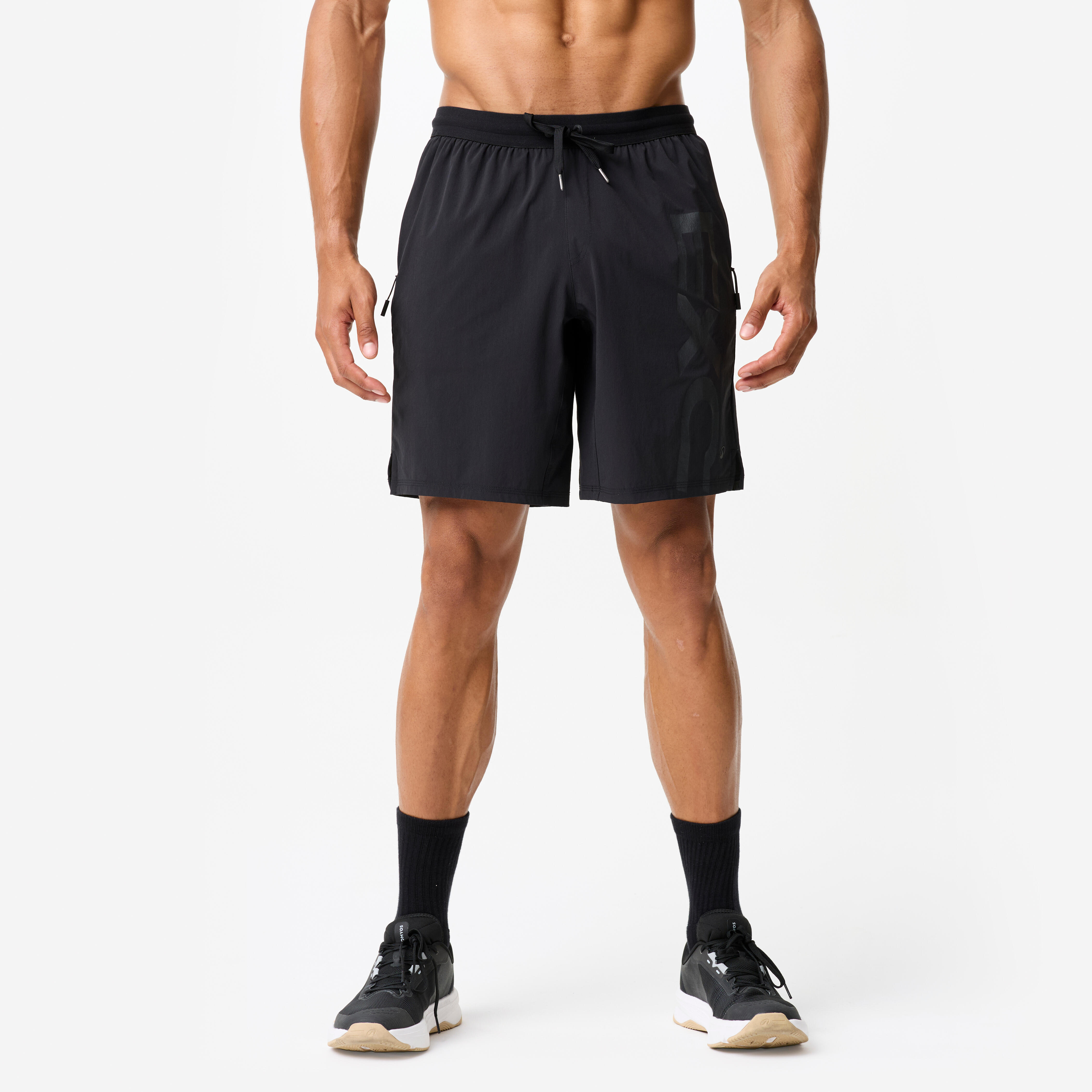 Shorts Herren lang 23 cm - schwarz/grau