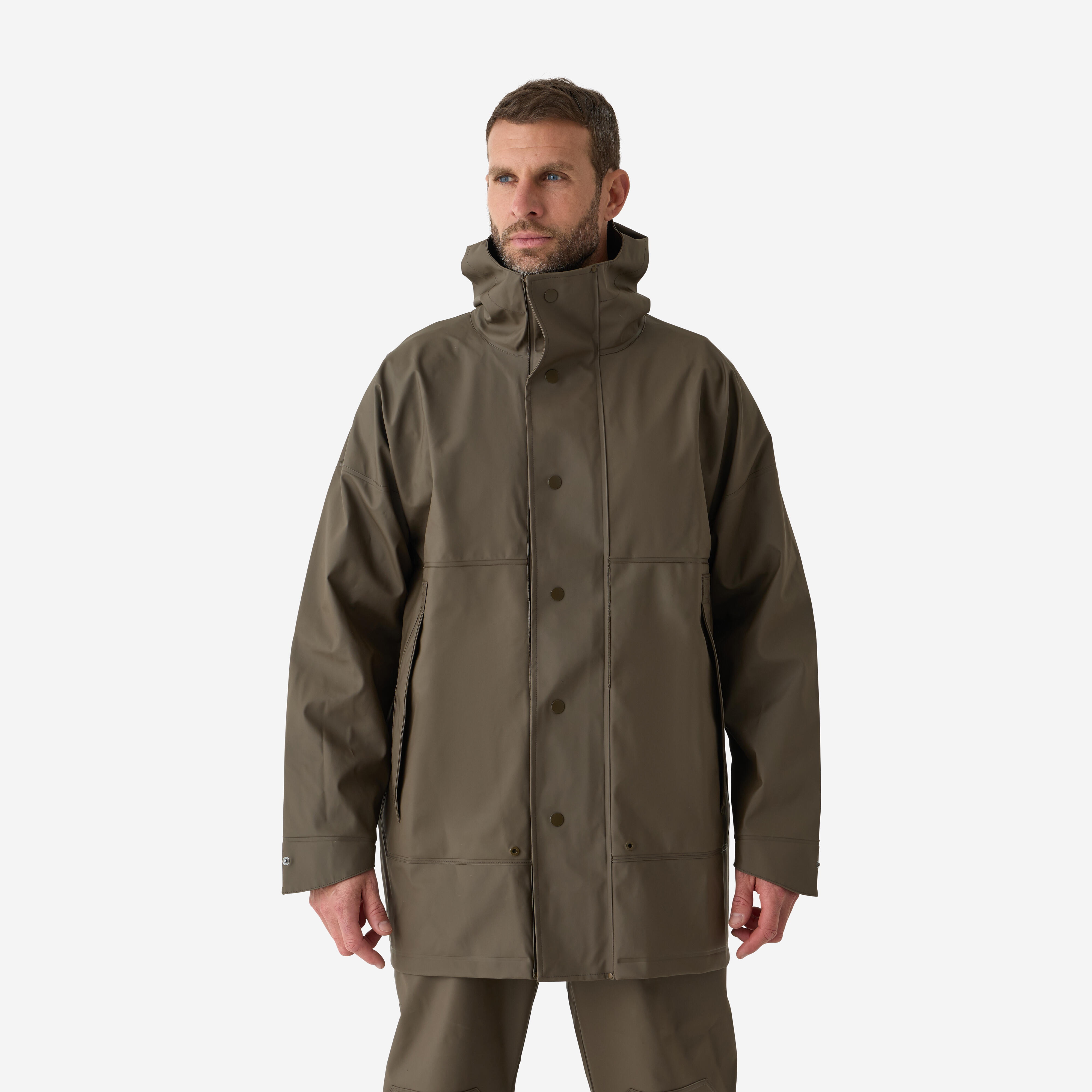 Regenjacke / Wachsjacke 500 wasserdicht winddicht grün
