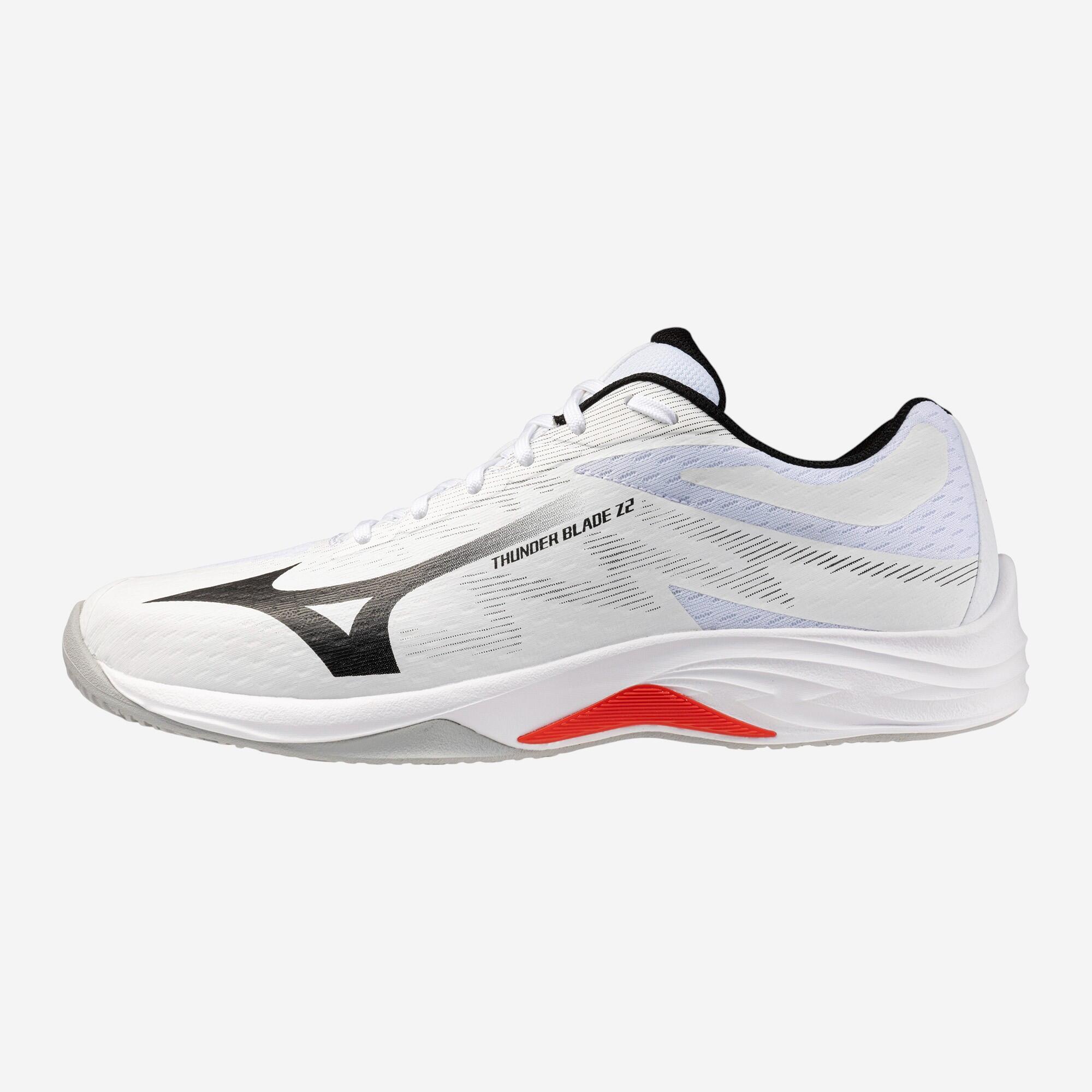 Damen/Herren Handballschuhe - Mizuno Thunder Blade Z weiß/rot