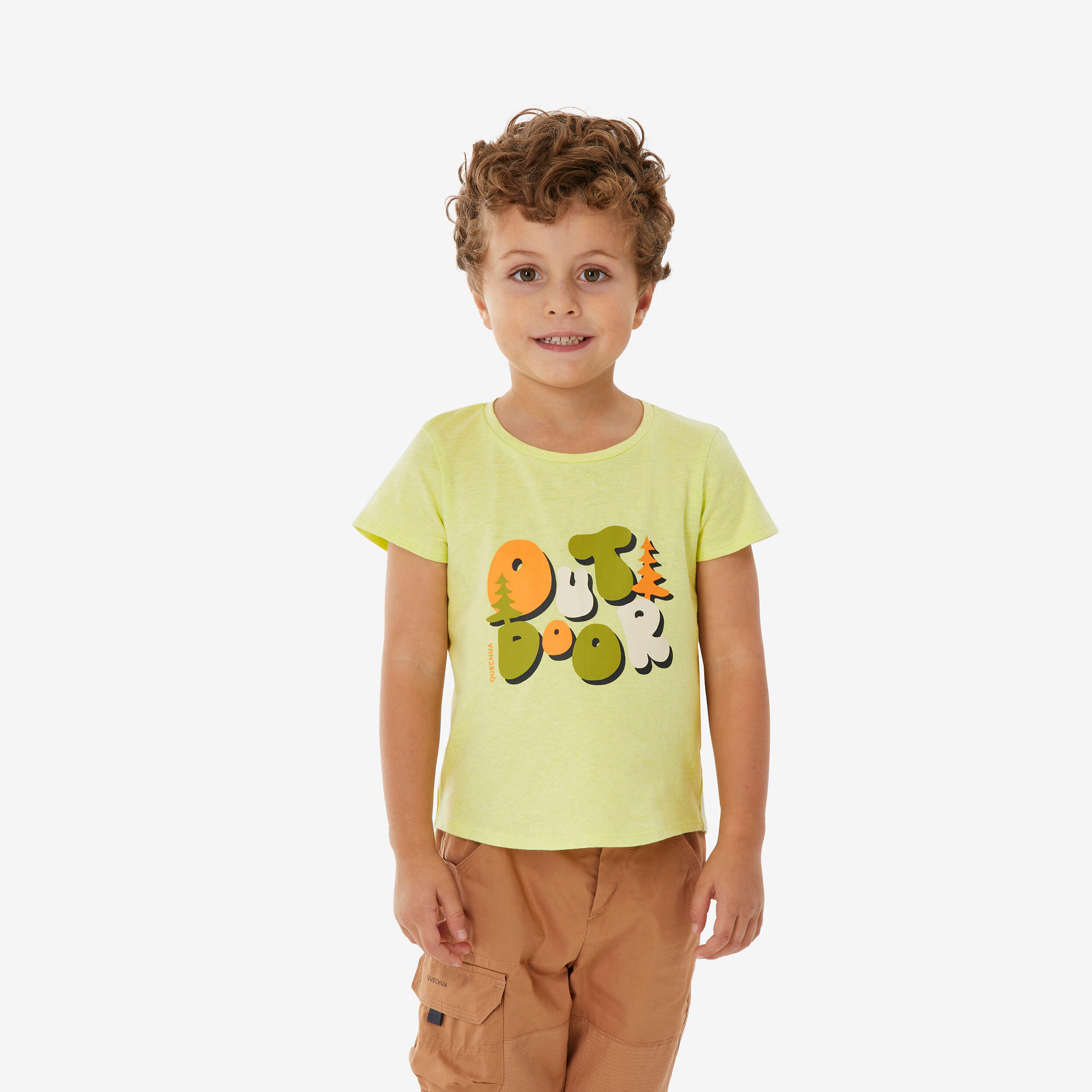 Wander-T-Shirt NH100 Kinder Gr. 92–122 gelb/grün