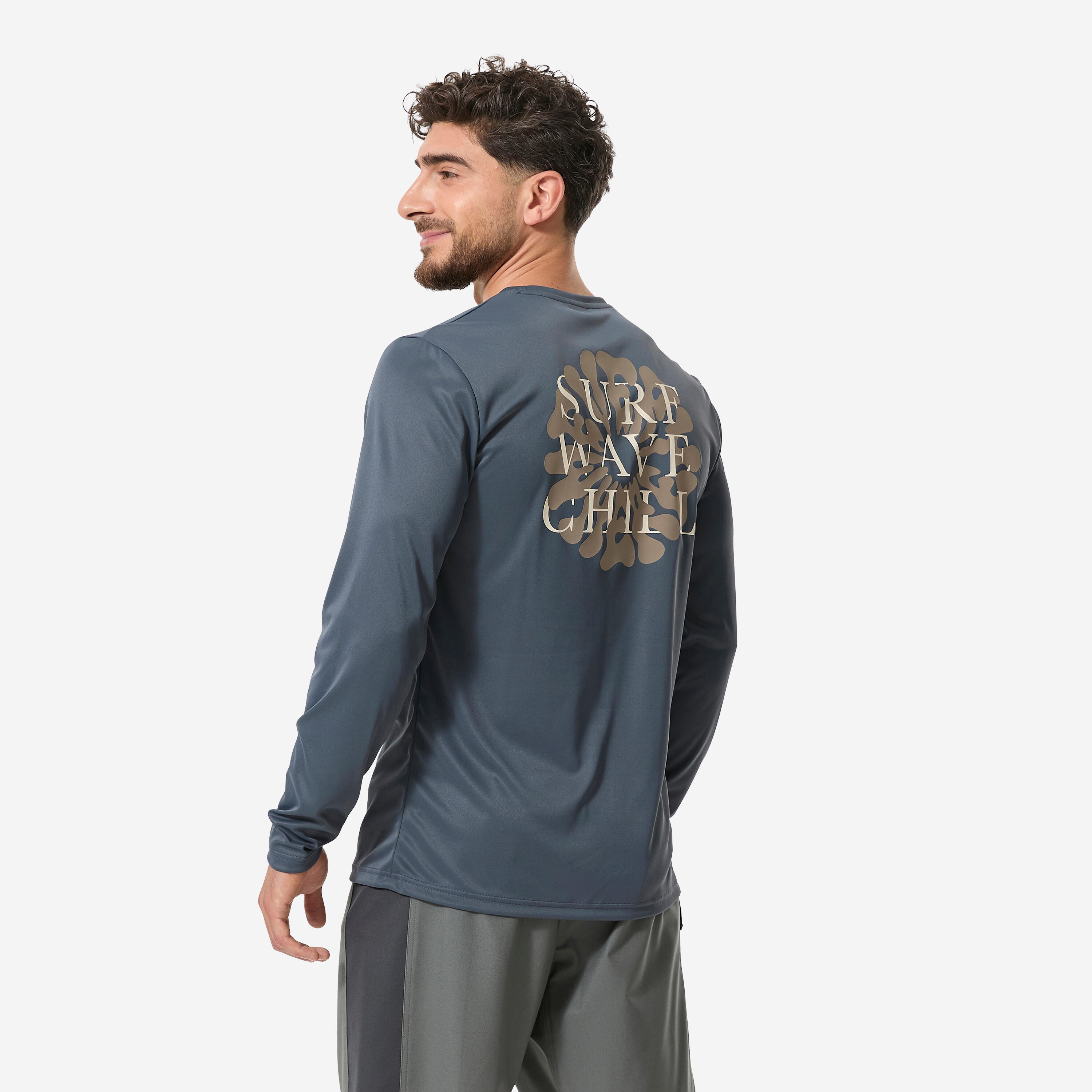 UV-Shirt langarm Herren weite Form Surfwchill grau