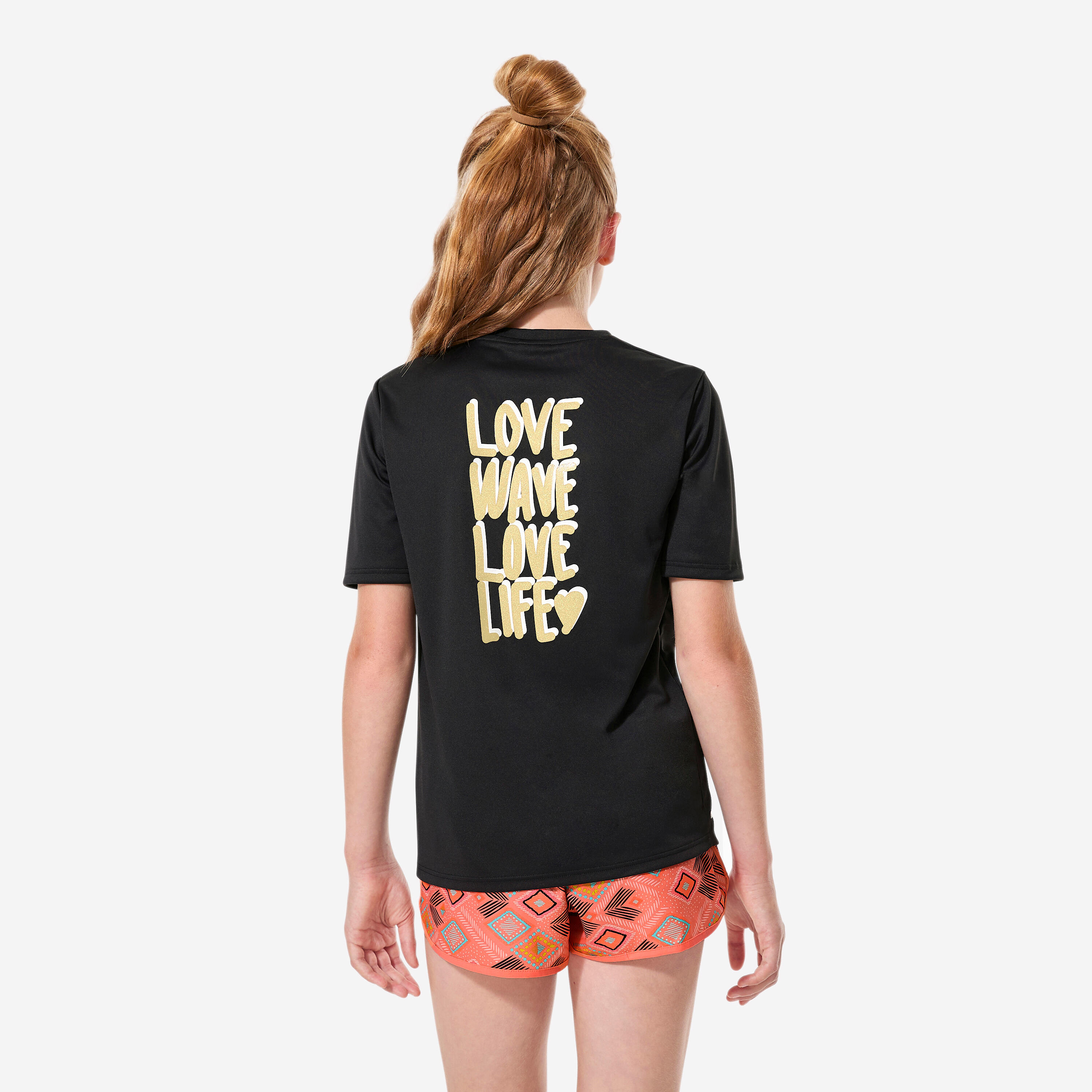 UV-Shirt kurzarm Surfen Kinder 100 Love schwarz